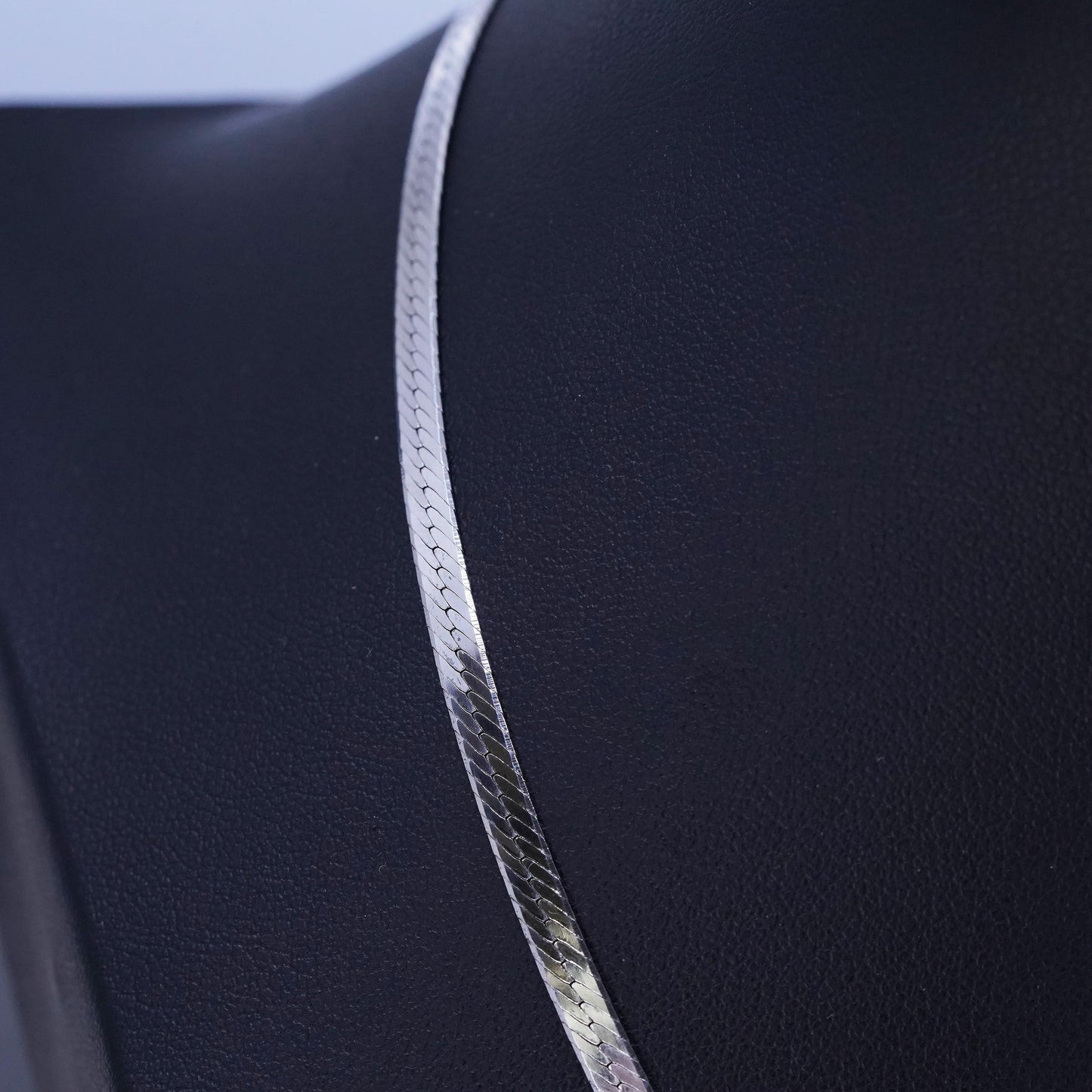 16” 3mm, vintage Italy Sterling 925 silver herringbone chain necklace