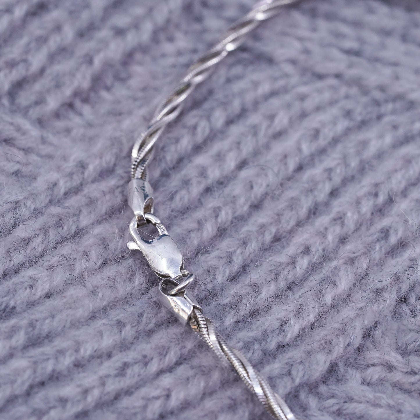 8” Italian Sterling silver handmade bracelet, 925 silver twisted snake chain