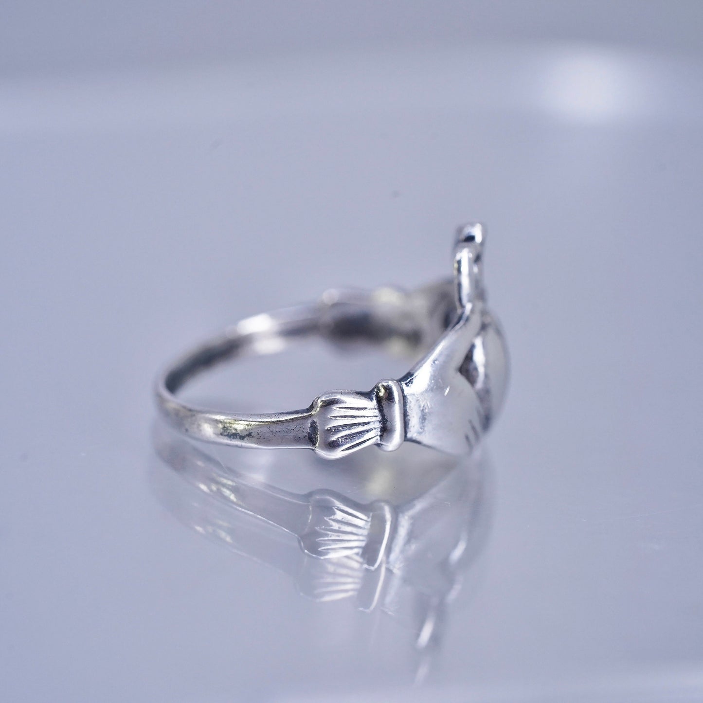 Size 6.25, Irish Claddagh friendship Sterling 925 silver ring, heart band