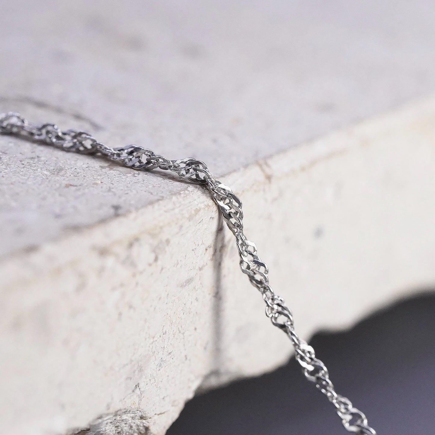 18" 1mm, vintage BGE Sterling silver twisted curb chain, 925 necklace