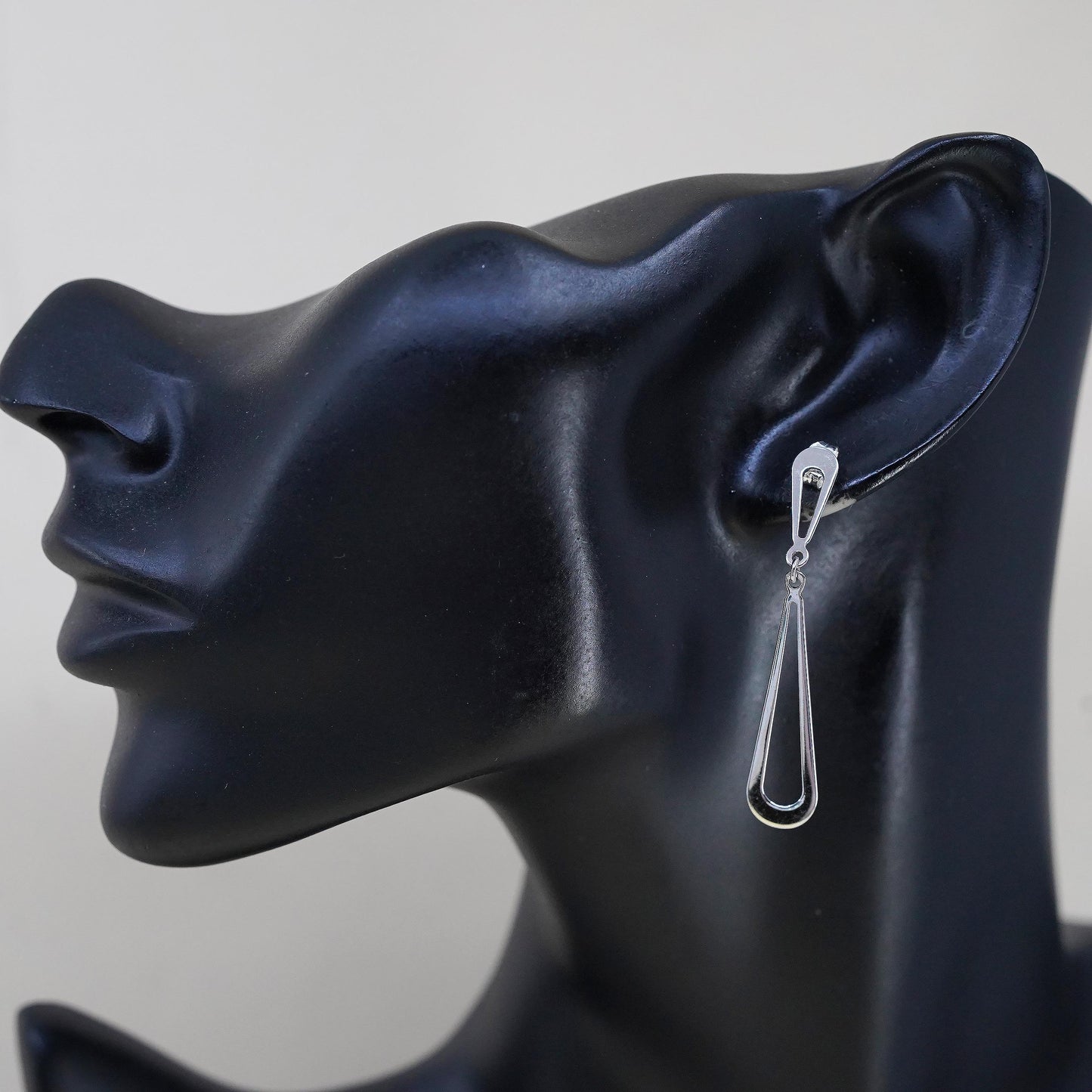 Vintage sterling silver handmade earrings, 925 silver teardrop dangles