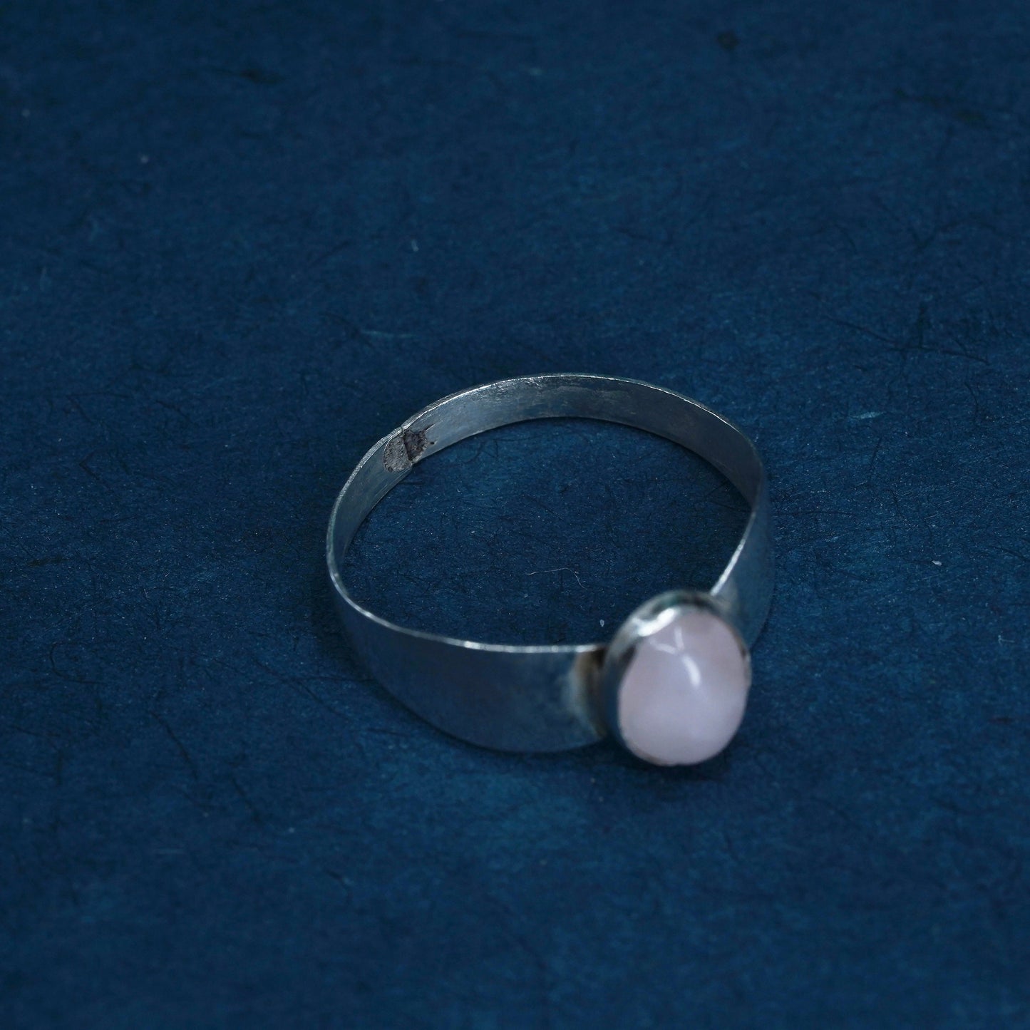 Size 7, vintage Sterling 925 silver handmade statement ring rose pink quartz
