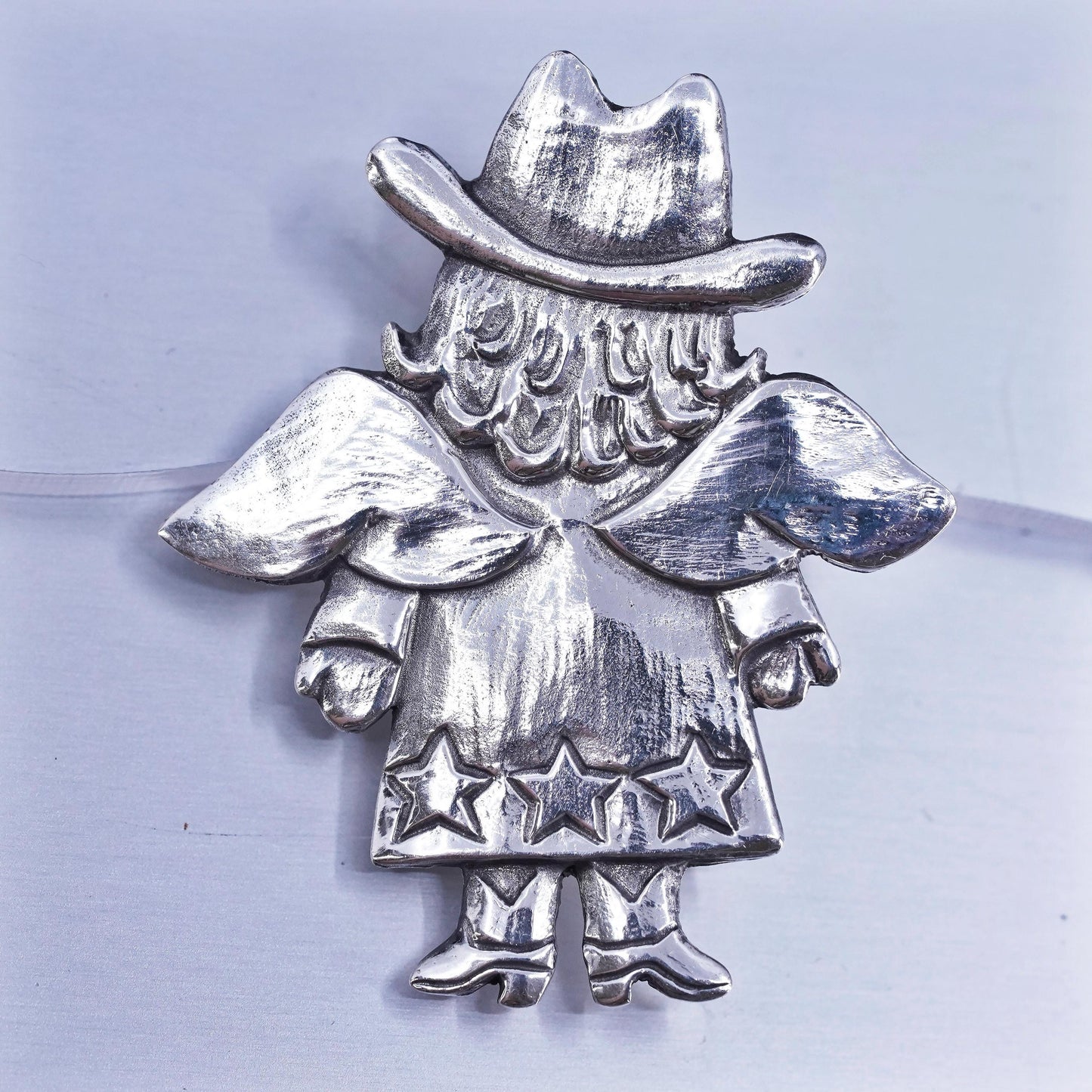 Vintage Sterling 925 silver handmade angel brooch