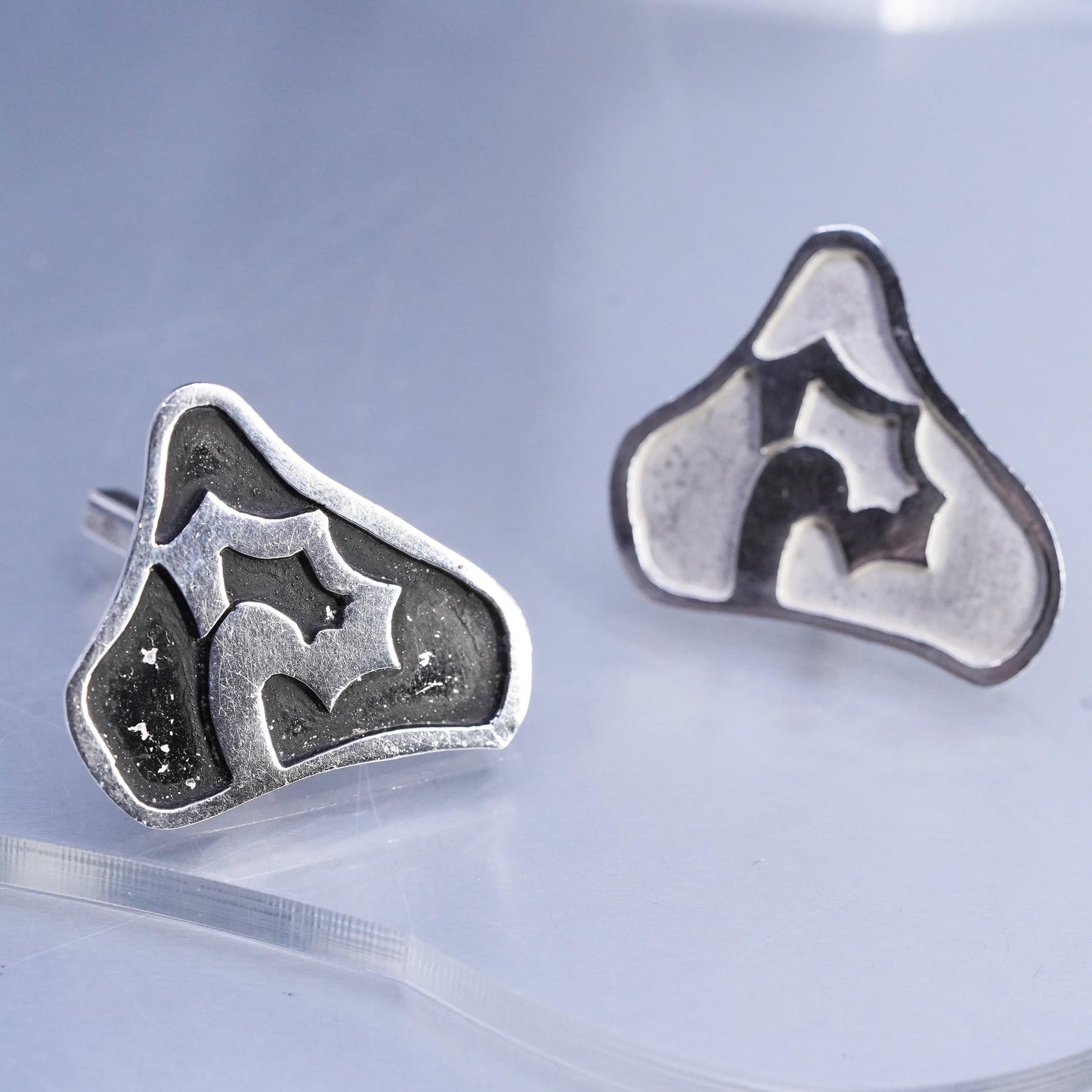 VTG Mexican Hecho En Sterling Silver 925 two tone modern Cufflinks cuff links