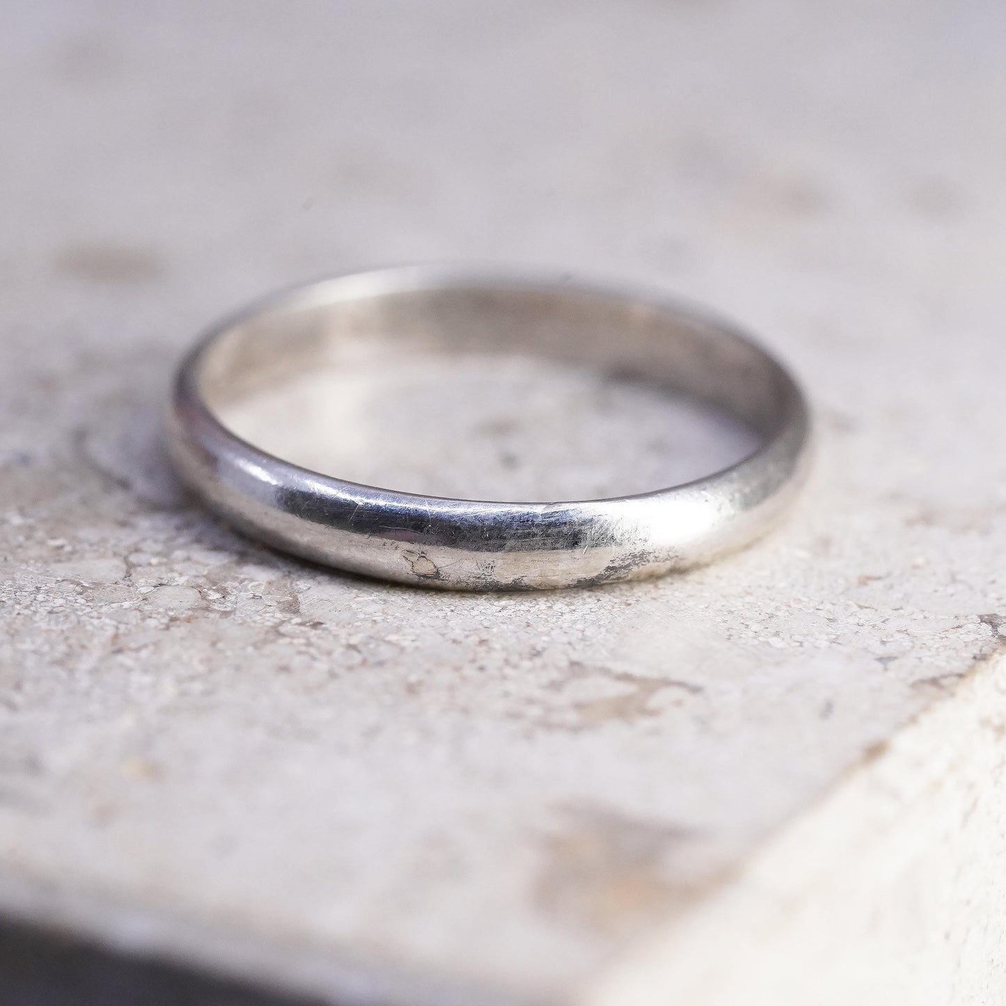 Size 6, vintage Sterling silver handmade ring, 925 wedding band