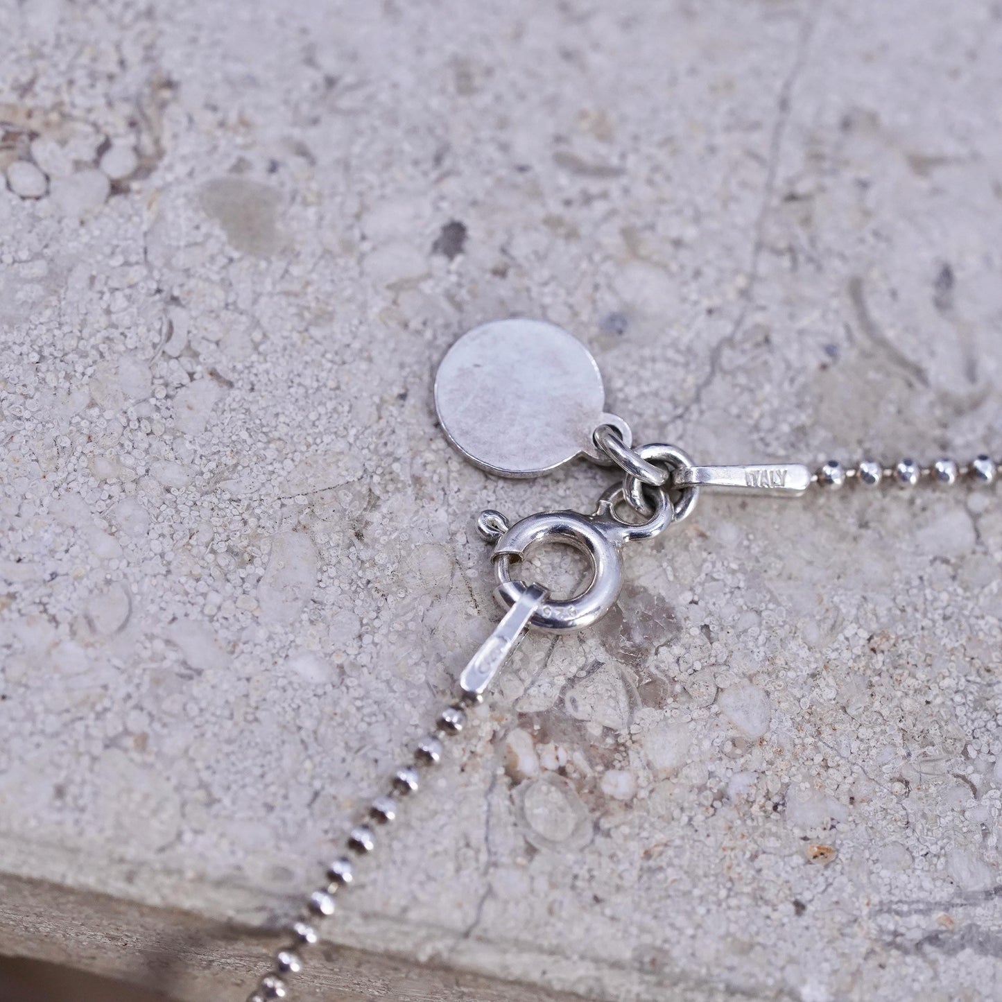 30", 1mm, vintage Italian Sterling silver handmade necklace, 925 bead chain