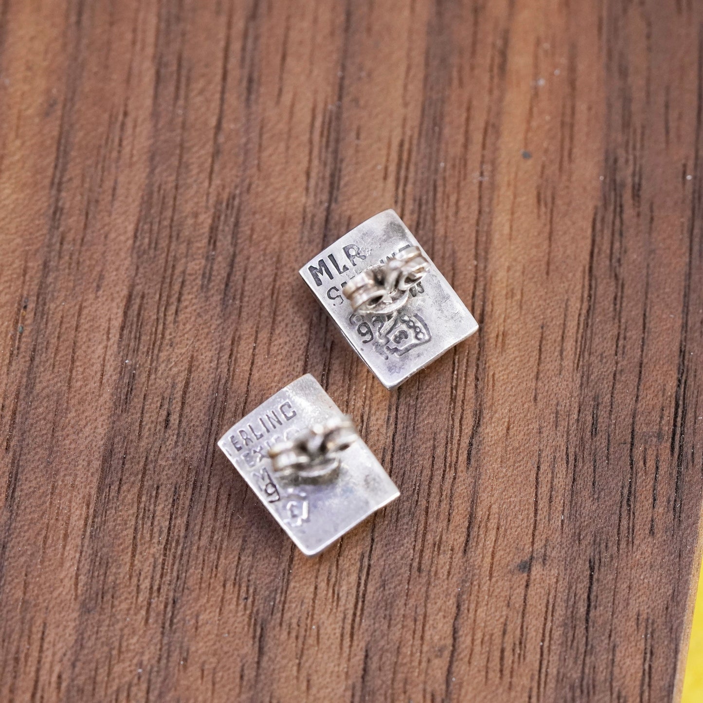 vintage mexico Sterling silver handmade studs, square earrings