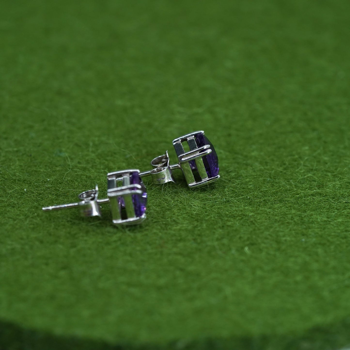 5mm, Sterling silver earrings, solid 925 silver with amethyst studs