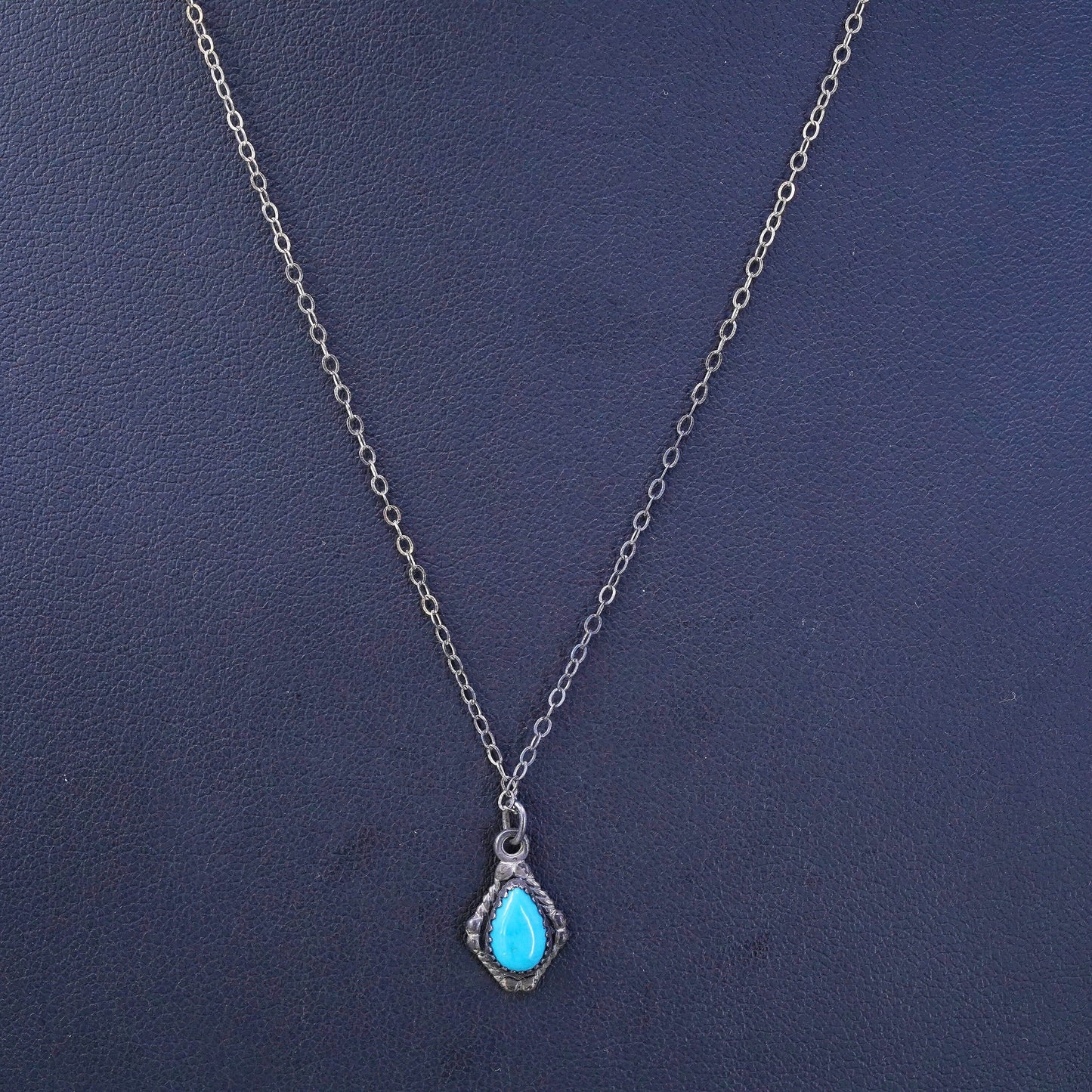 18", Native American Wheeler WM Sterling silver necklace, 925 turquoise pendant