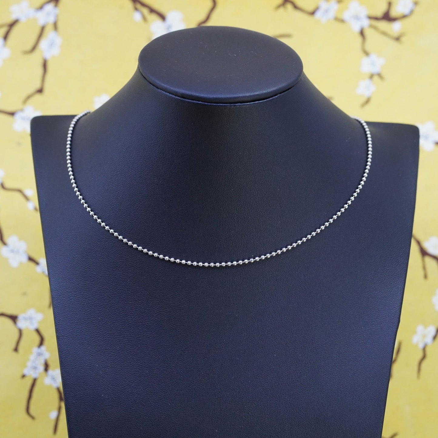 24”, 1mm, vintage Sterling silver beads necklace, 925 chain