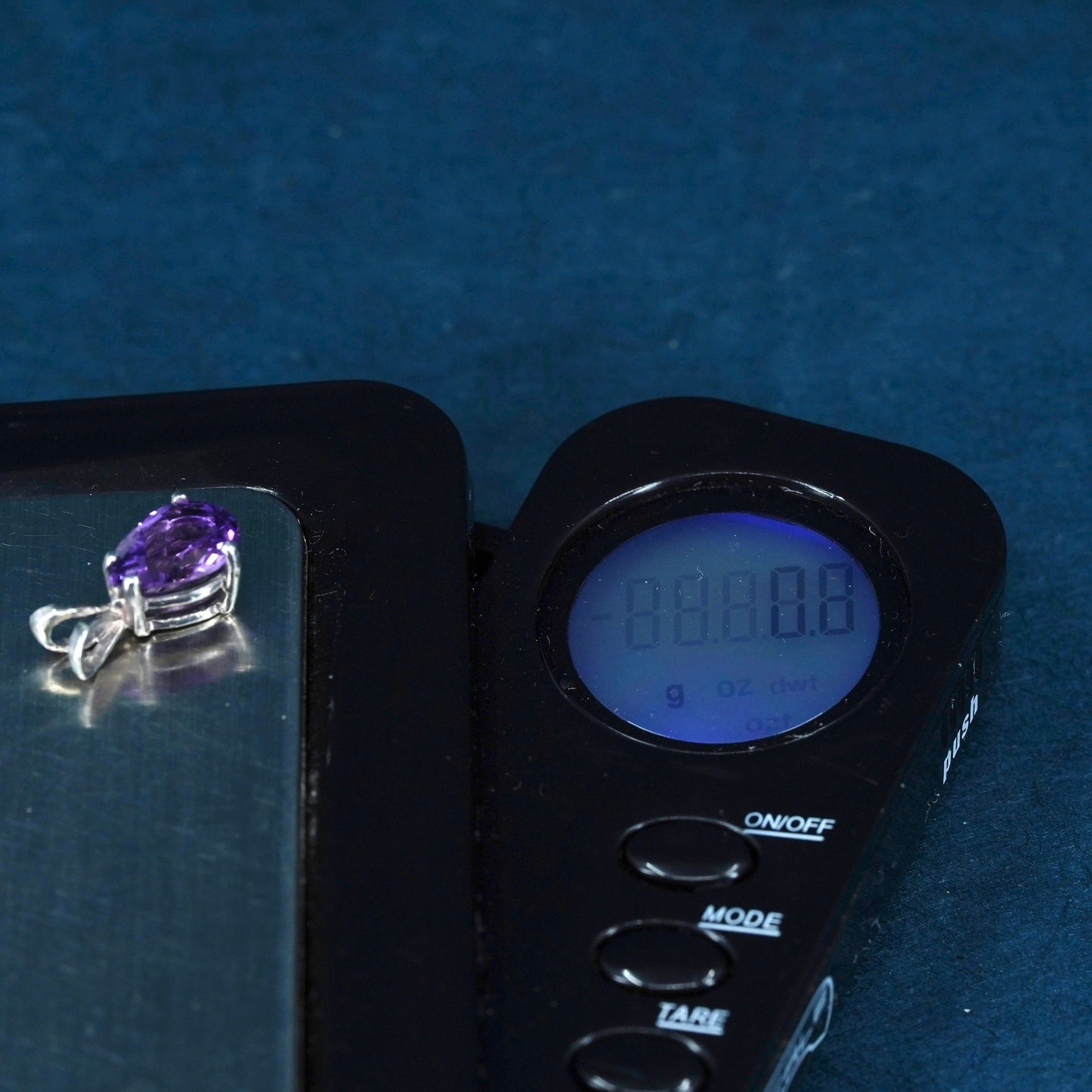 Vintage sterling 925 silver teardrop pendant with amethyst