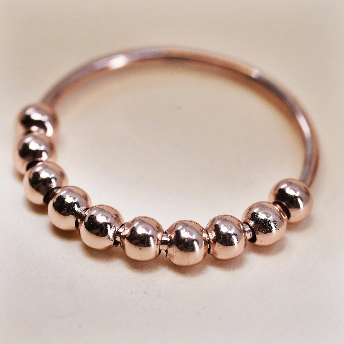 Size 6, vintage rose gold over sterling 925 silver handmade ring, bead band
