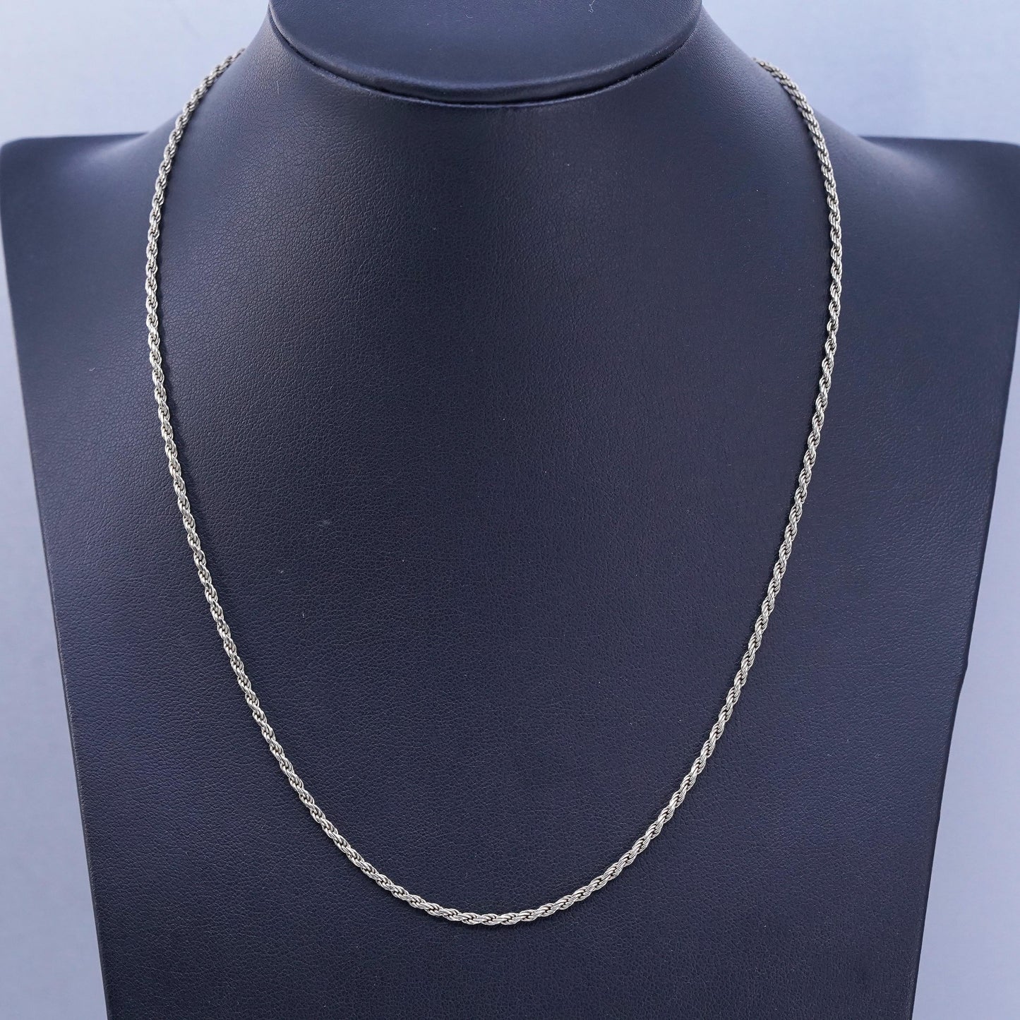 18” 2mm, vintage Italian vermeil gold over Sterling 925 silver rope chain necklace