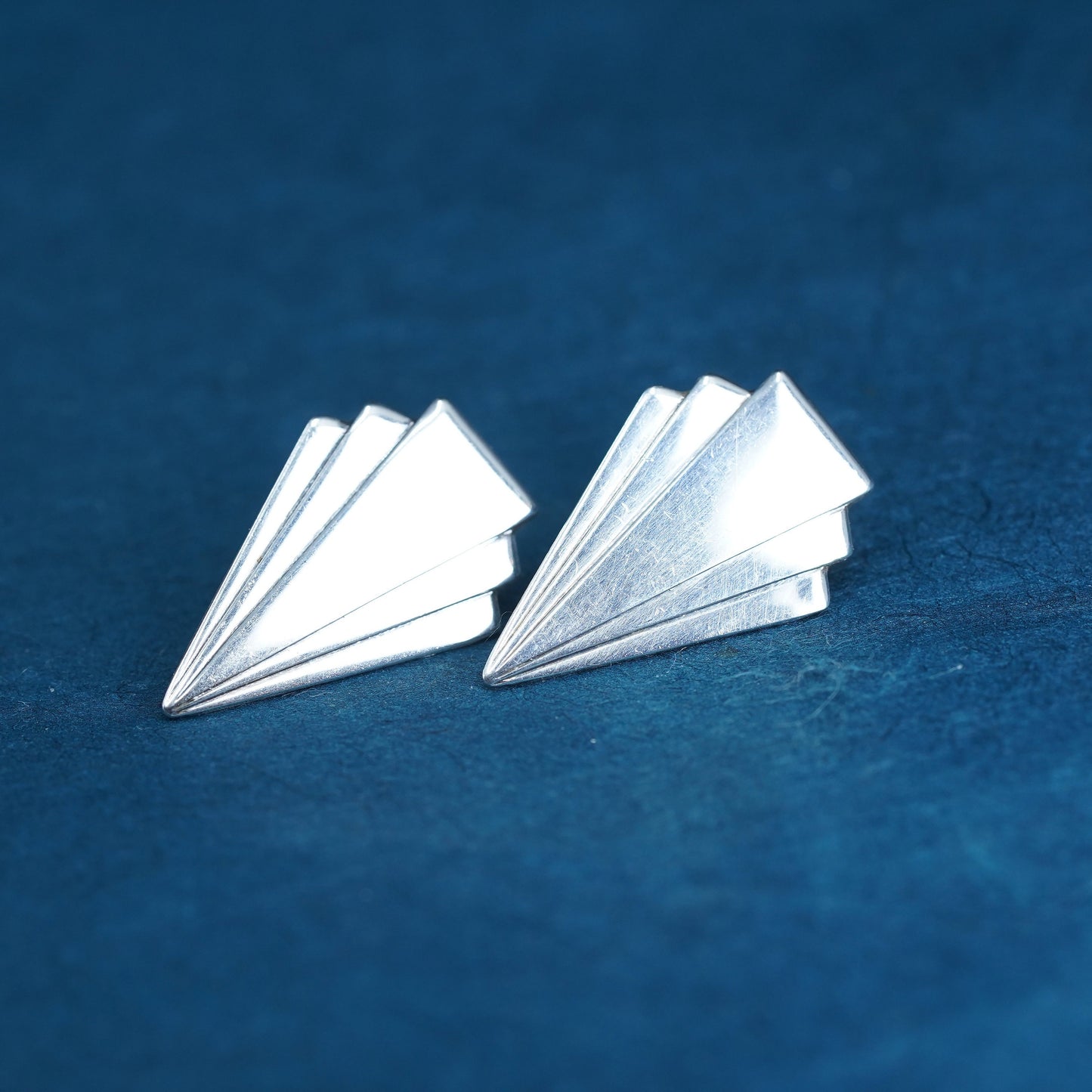 Vintage Sterling silver handmade earrings, solid 925 silver arrow studs