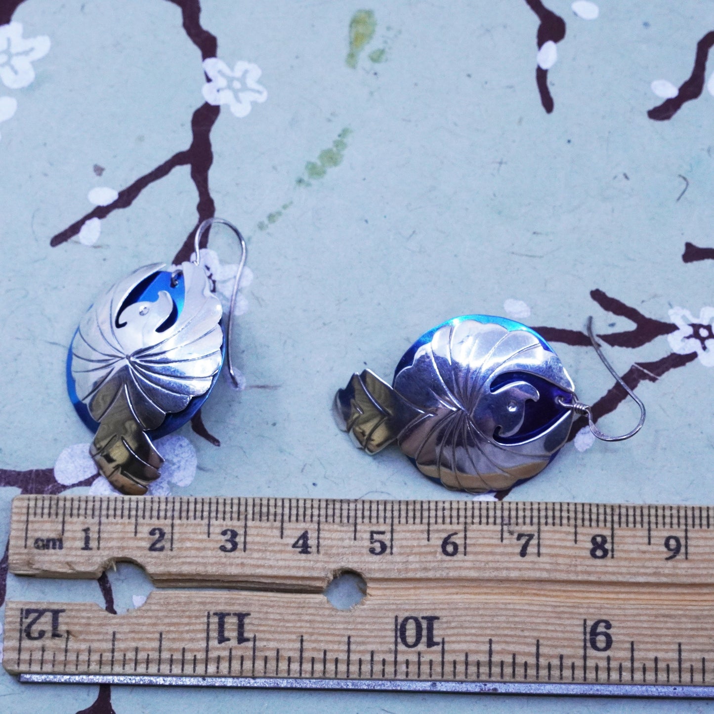 southwestern sterling silver handmade earrings, 925 thunderbird studs drops