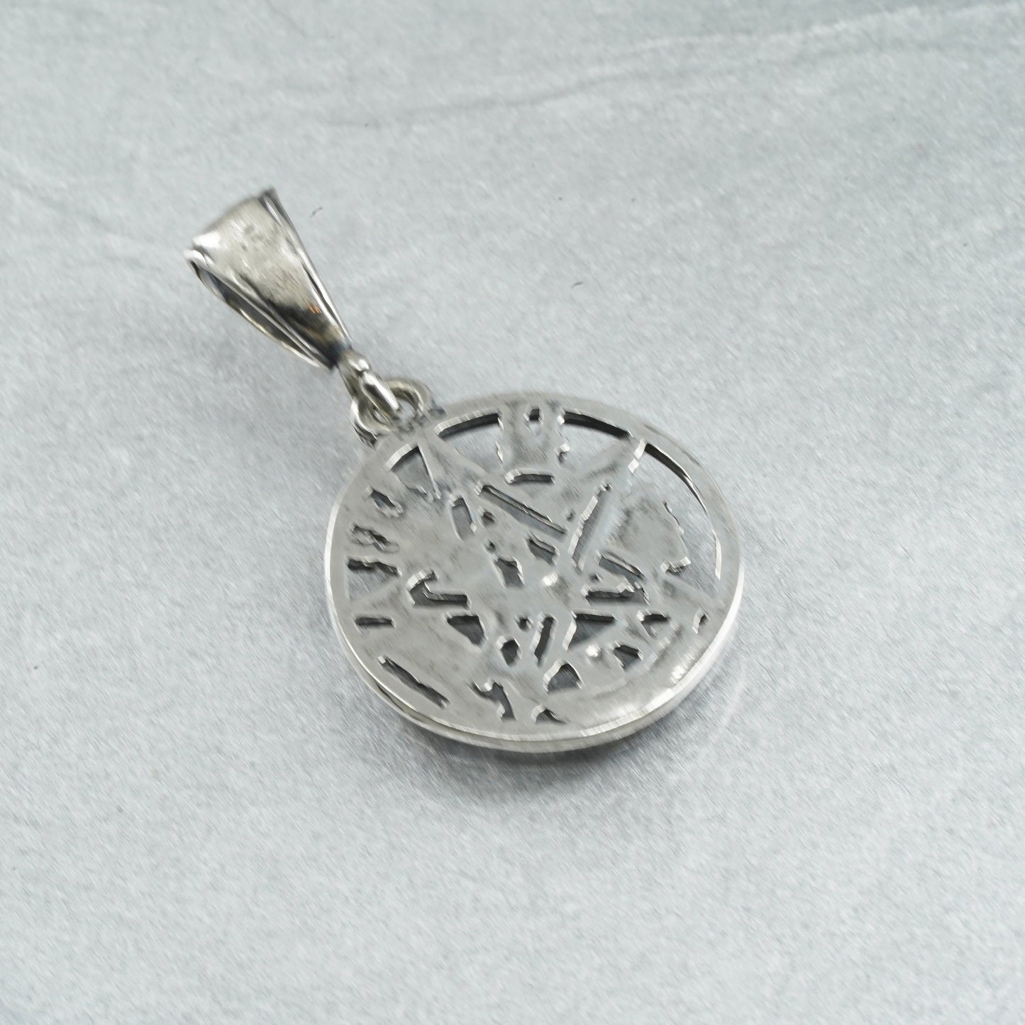 Vintage Sterling silver handmade 925 te tra gram ma ton coin star pendant charm