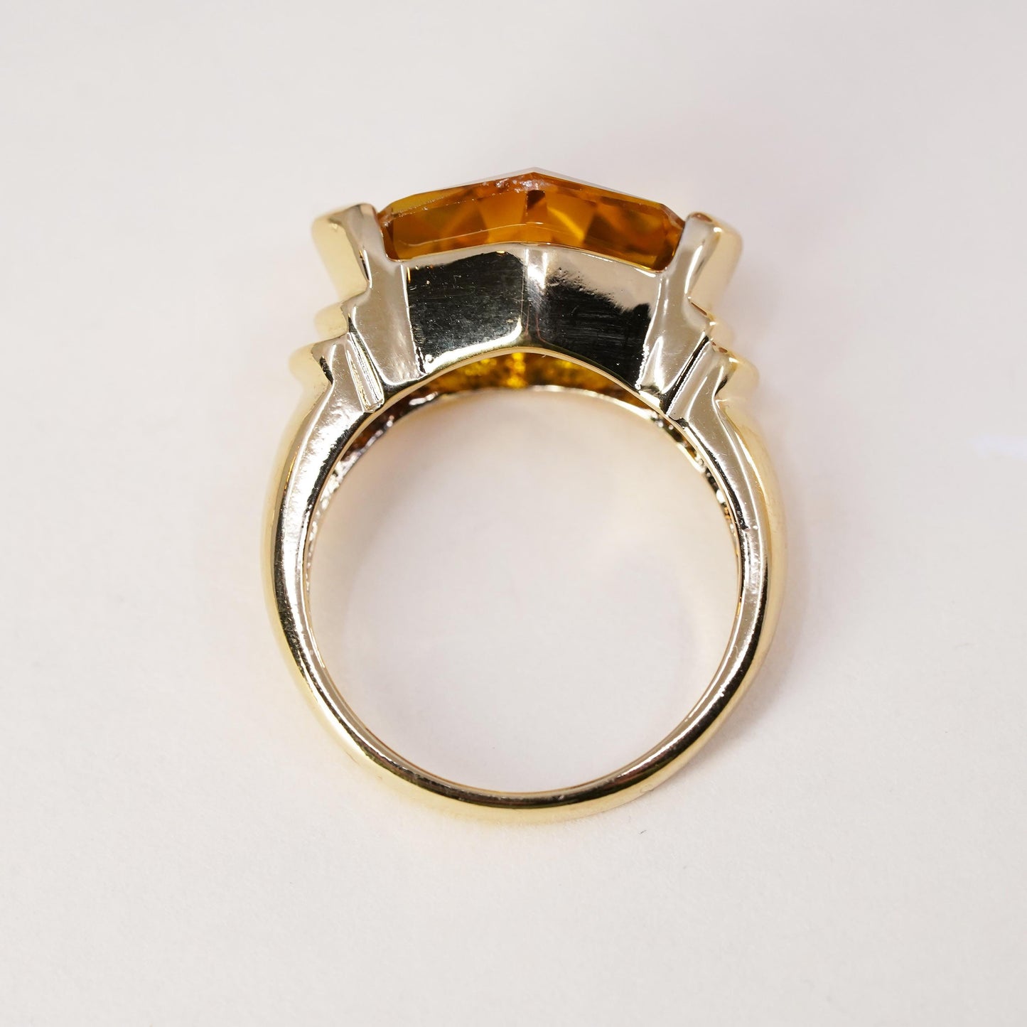 Size 6, Vermeil gold over sterling silver citrine ring, 925 band, engagement