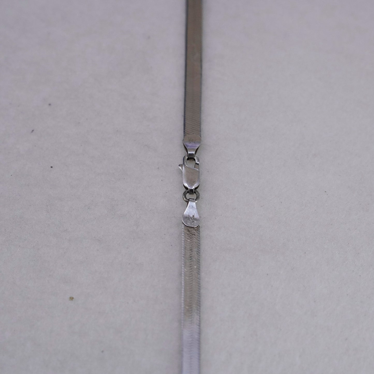 24” 5mm, vintage Italy Sterling 925 silver textured herringbone chain necklace