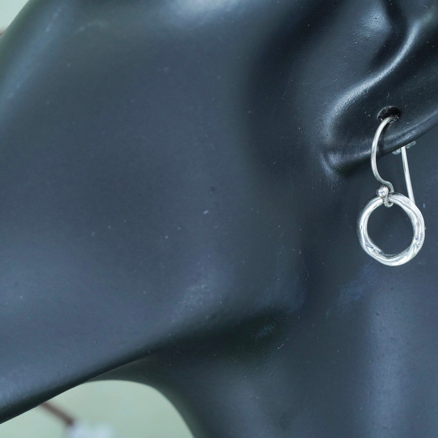 Vintage sterling silver handmade earrings, 925 circle dangles