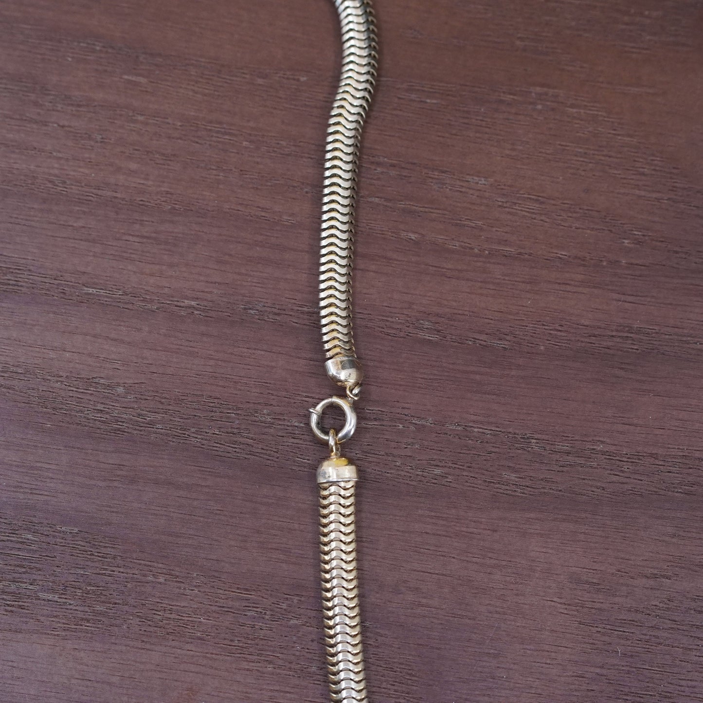18” vermeil gold over 925 Forstner Sterling silver Snake Chain Necklace circle