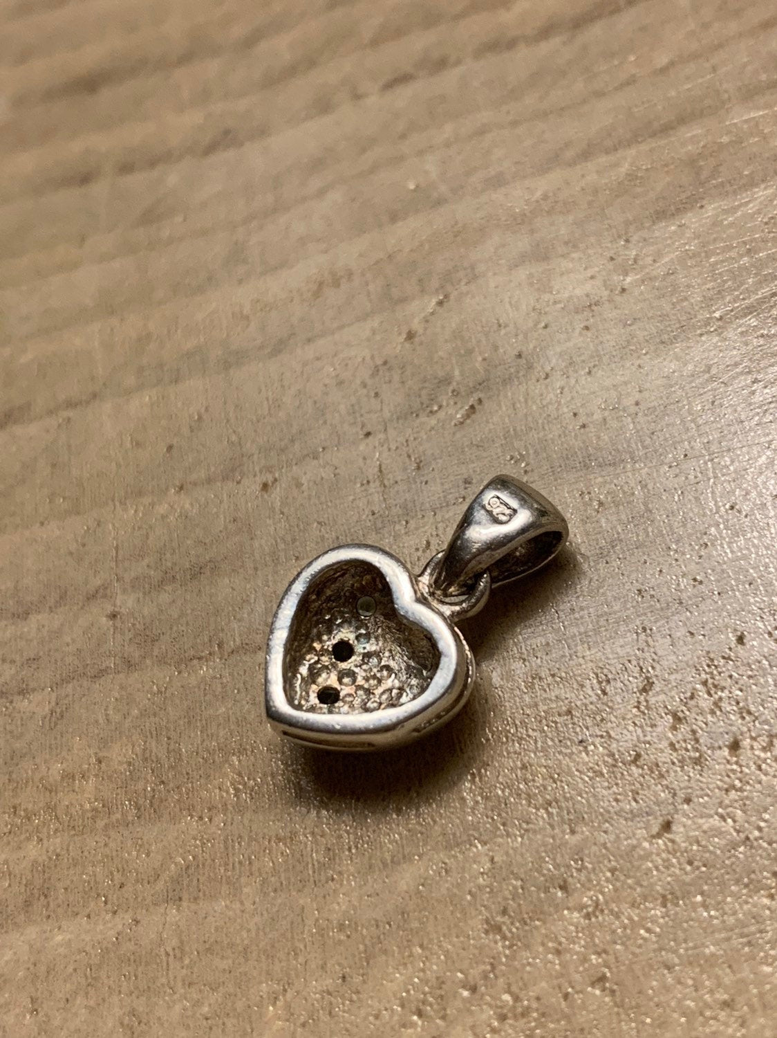 VTG sterling silver pendant, 925 silver heart pendant with crystal