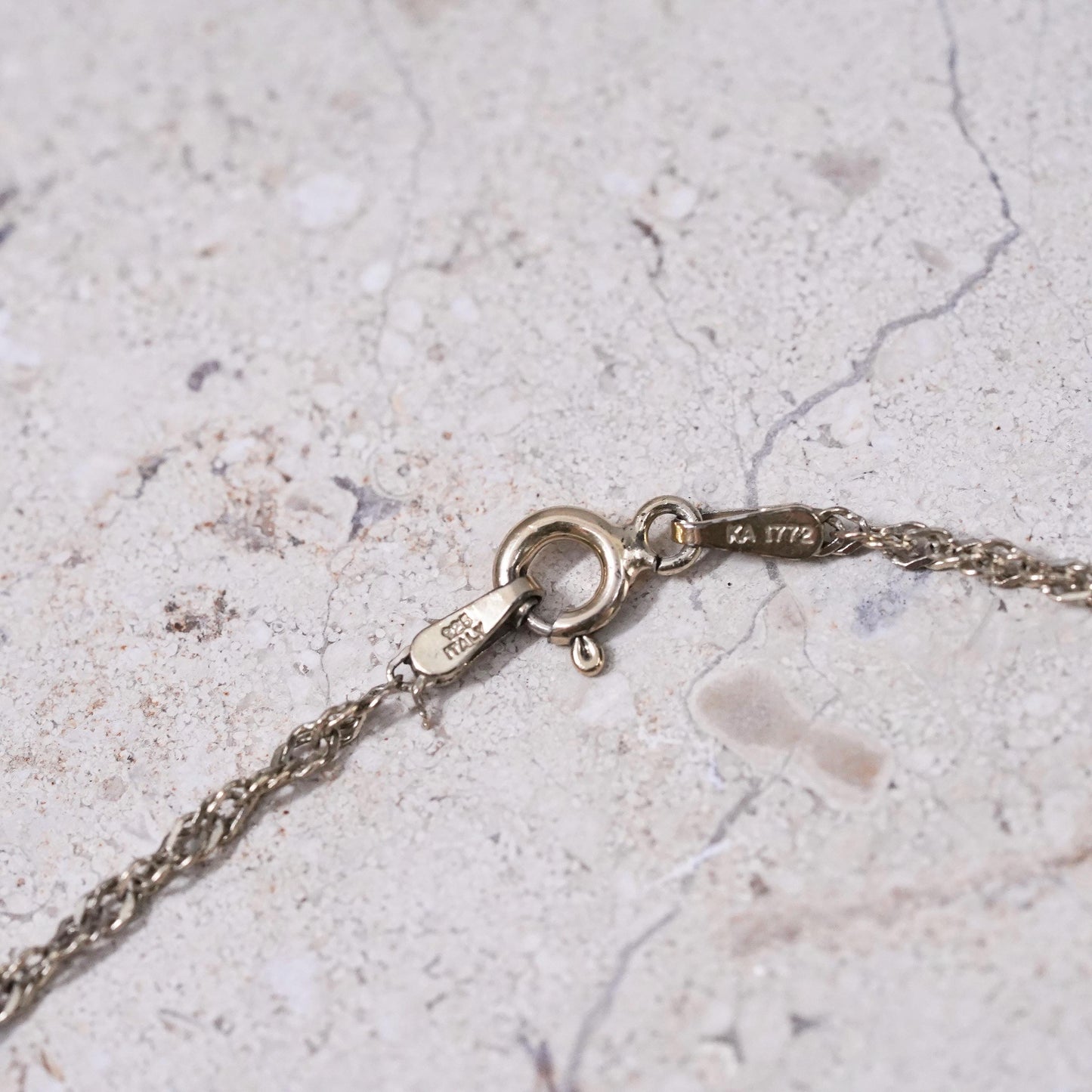 19", Sterling silver necklace, Vermeil gold over 925 silver twisted curb chain