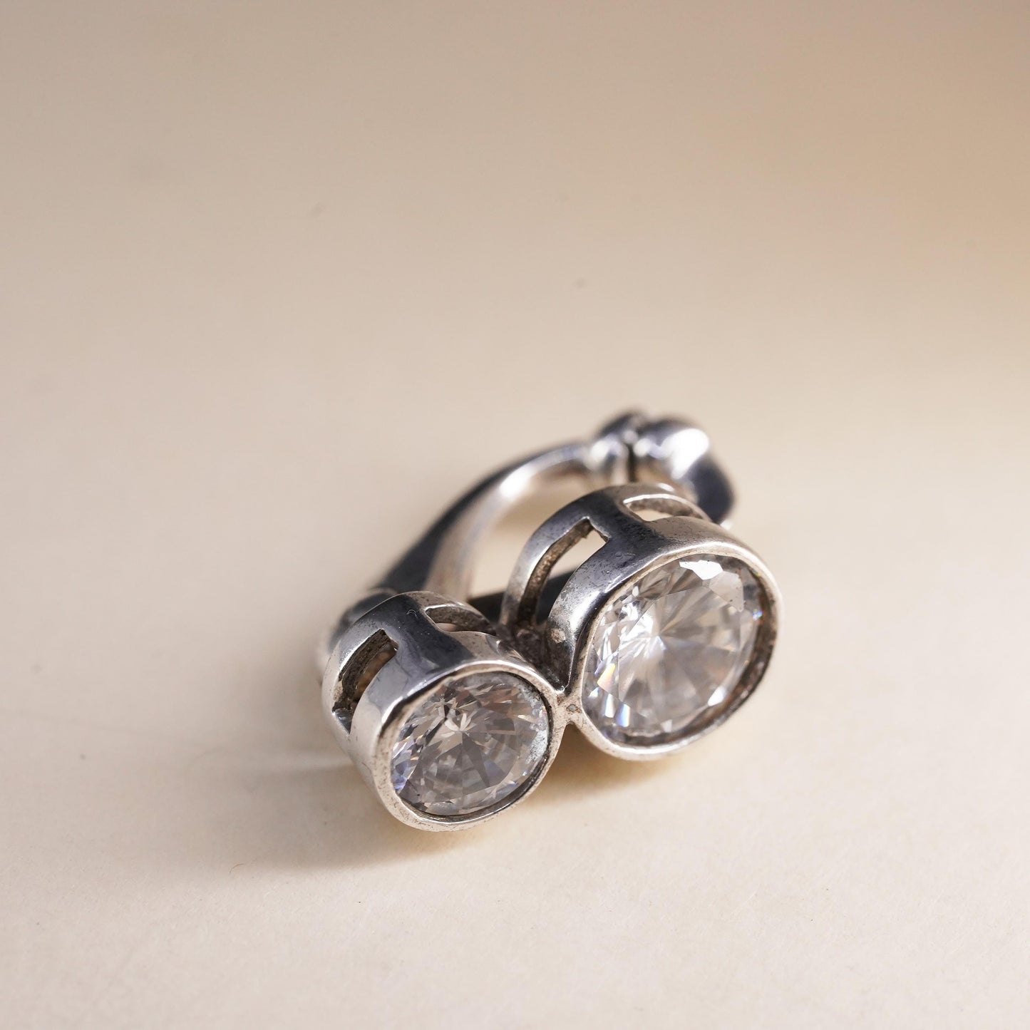 0.75”, Fashion sterling silver single earring, 925 silver huggie hoop with clear Cz