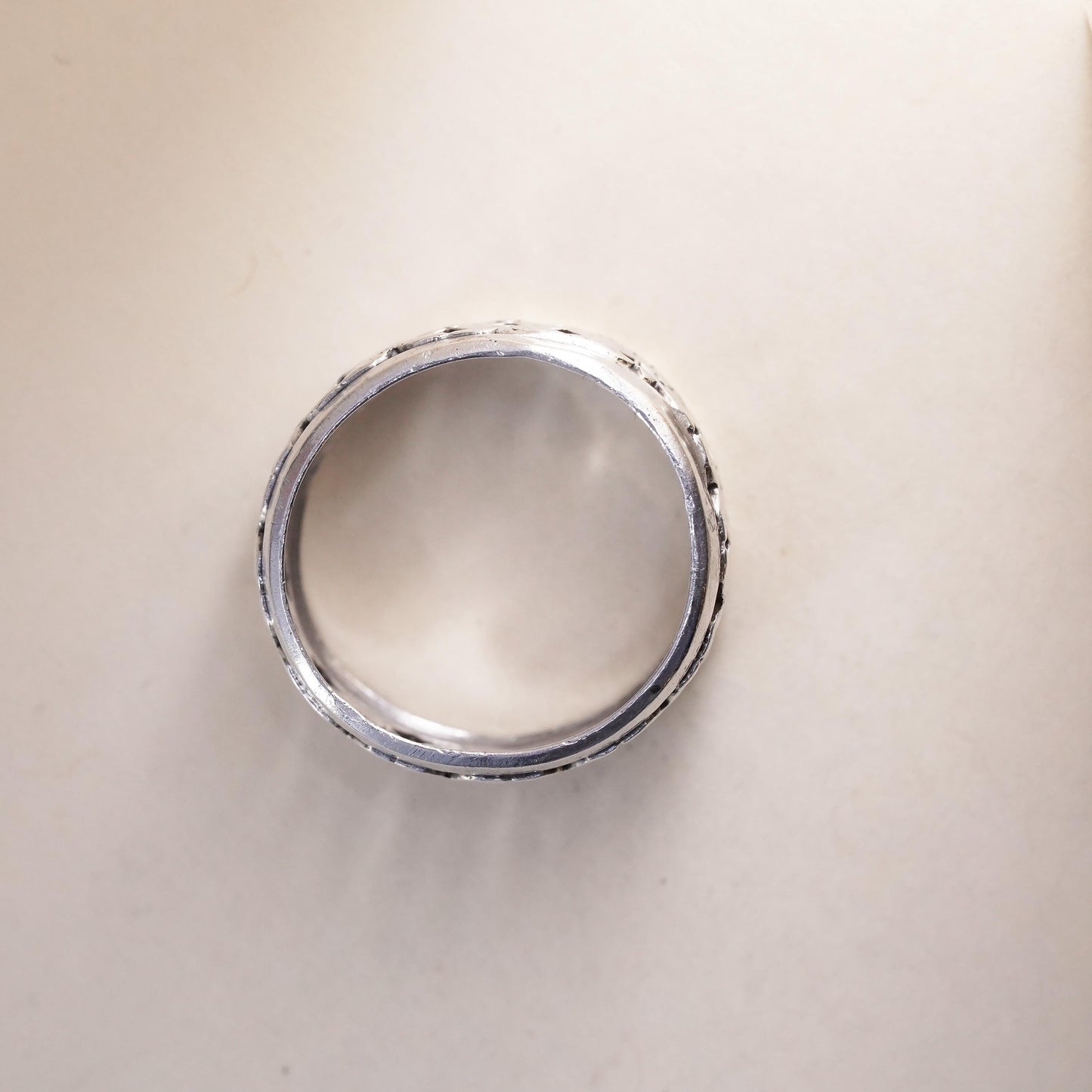 Size 6.75, VTG southwestern Sterling 925 silver ring band with woven texture