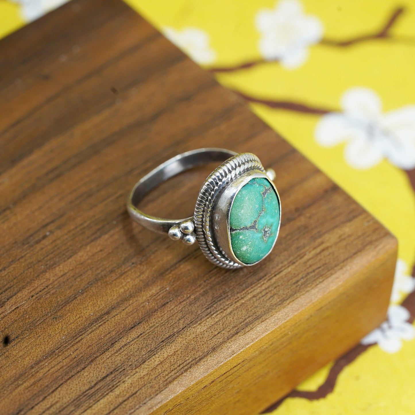 Size 7, Native American Sterling silver ring, southwestern 925 band turquoise