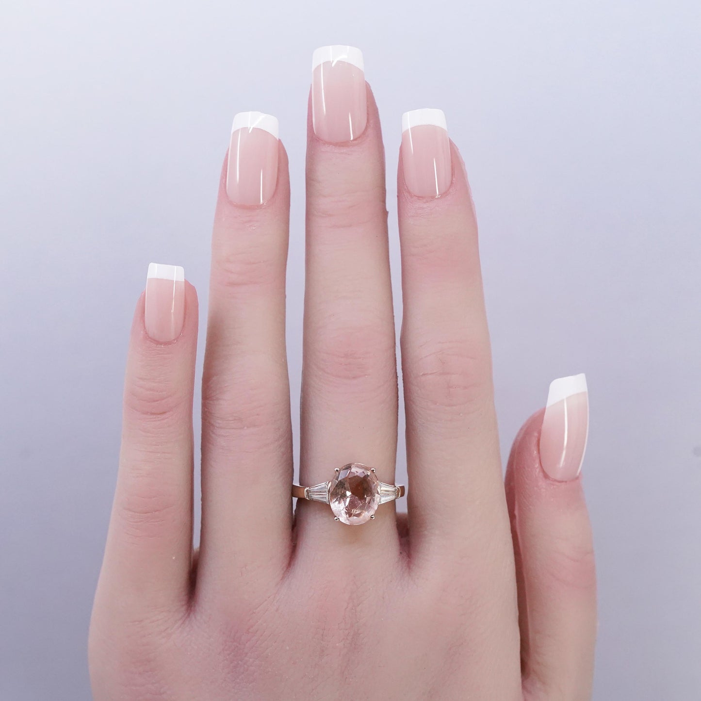 Size 7, vermeil rose gold over Sterling 925 silver ring oval orange crystal Cz