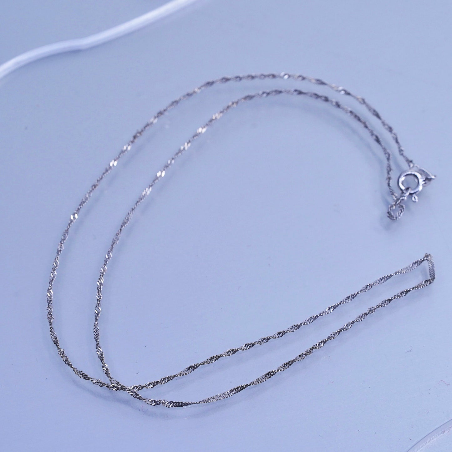 18” 1mm, vintage Italian Sterling 925 silver twisted curb chain necklace