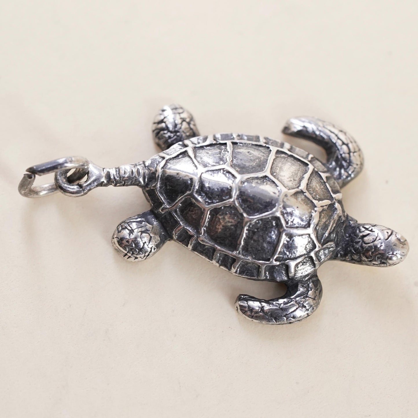 Sterling Silver Sea Turtle Pendant, 925 Ocean Turtle Jewelry, Marine Life Charm