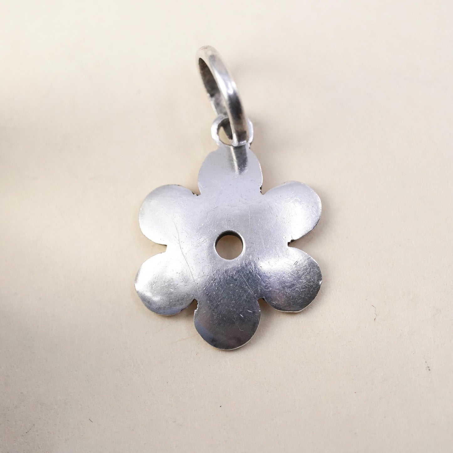 Vintage Sterling silver handmade pendant, 925 silver flower