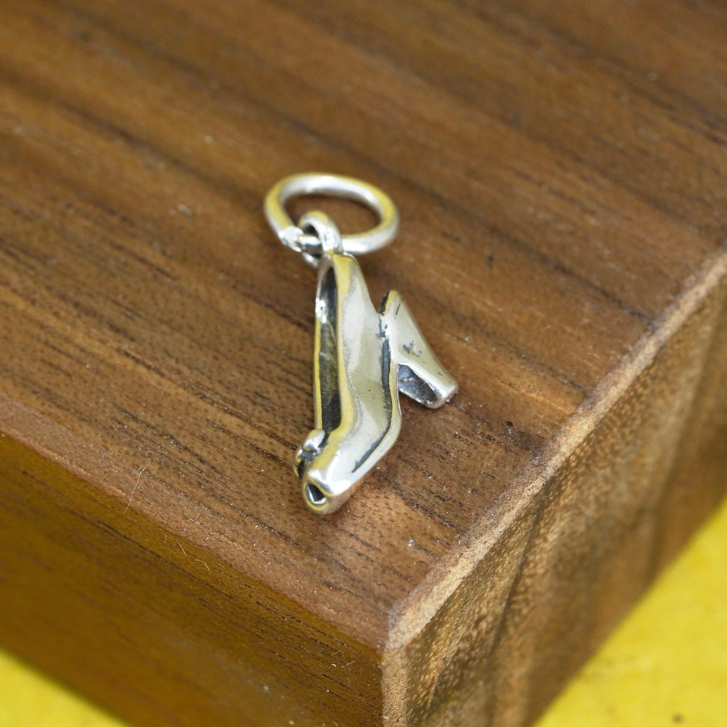 Vintage Sterling silver handmade pendant, 925 high heel shoe charm