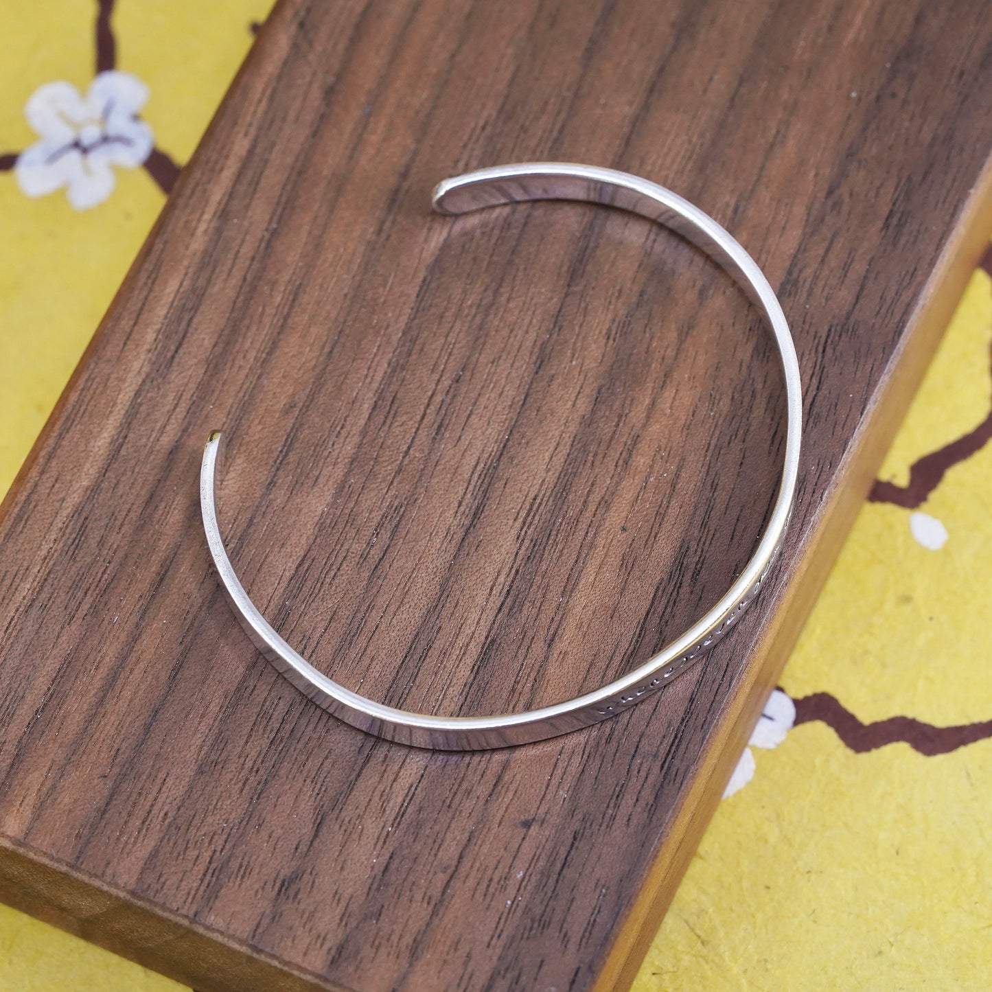 6.5", Far fetched Sterling silver bracelet, 925 cuff wherever you go with heart