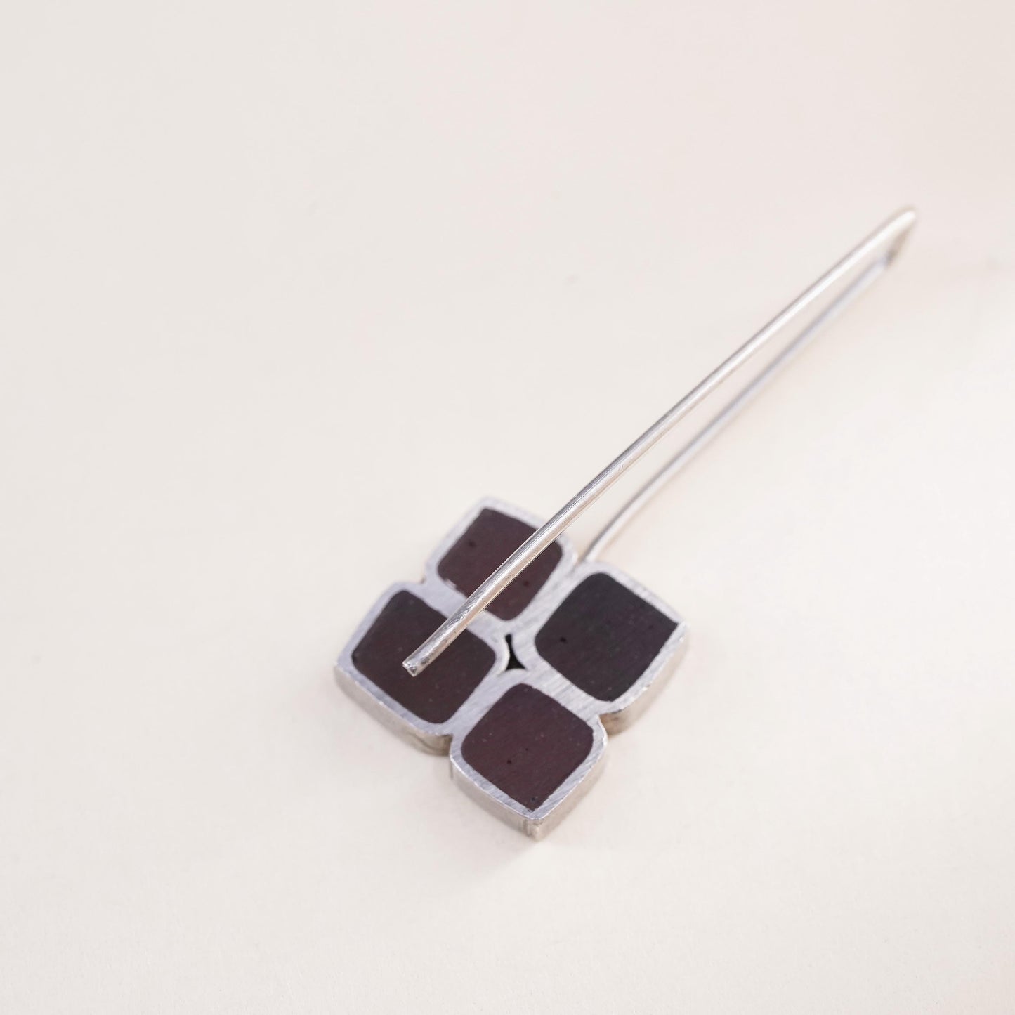 Minimalistic sterling silver single earring, 925 square dangle with resin inlay