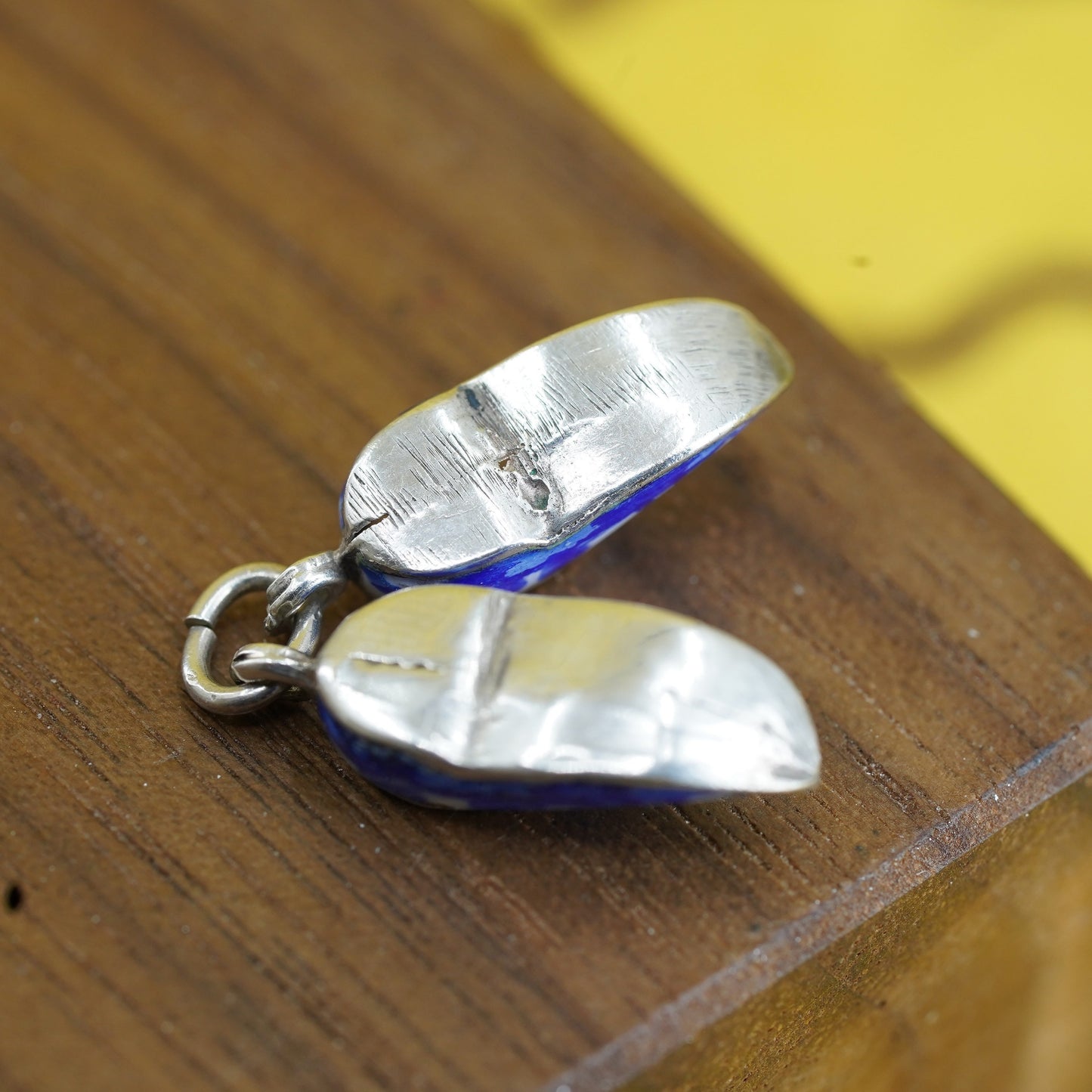 Vintage Sterling silver handmade pendant, 925 Holland wooden shoes charms