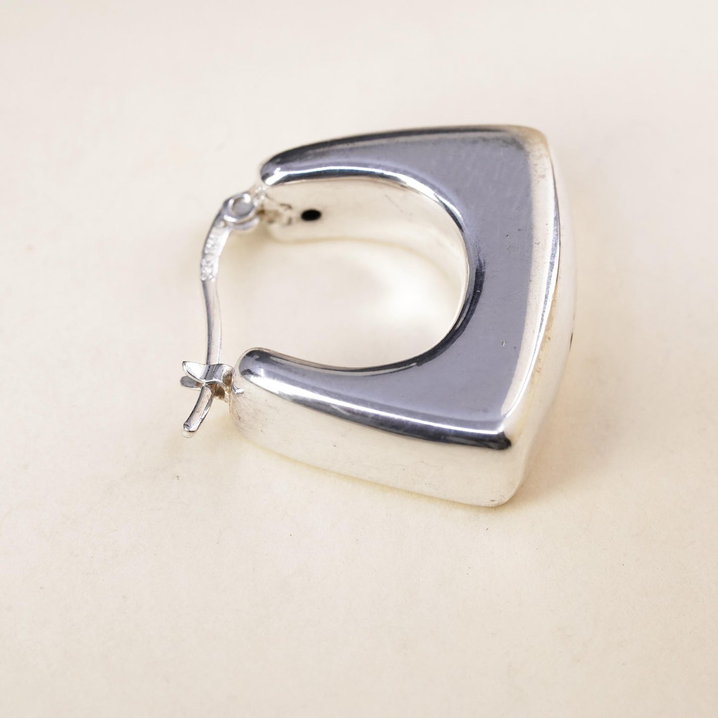 1", Vintage sterling silver loop single earring, minimalist primitive hoop