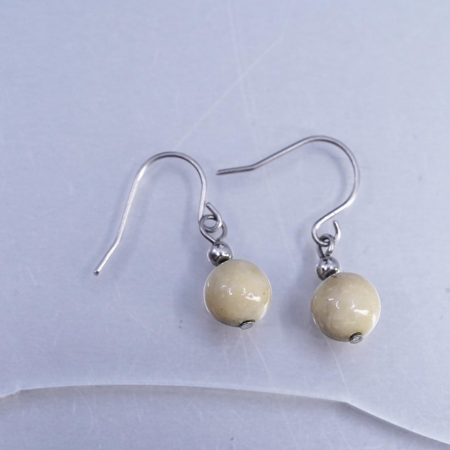 Amazing handmade Sterling Silver earrings, 925 Oval Obsidian N Beads