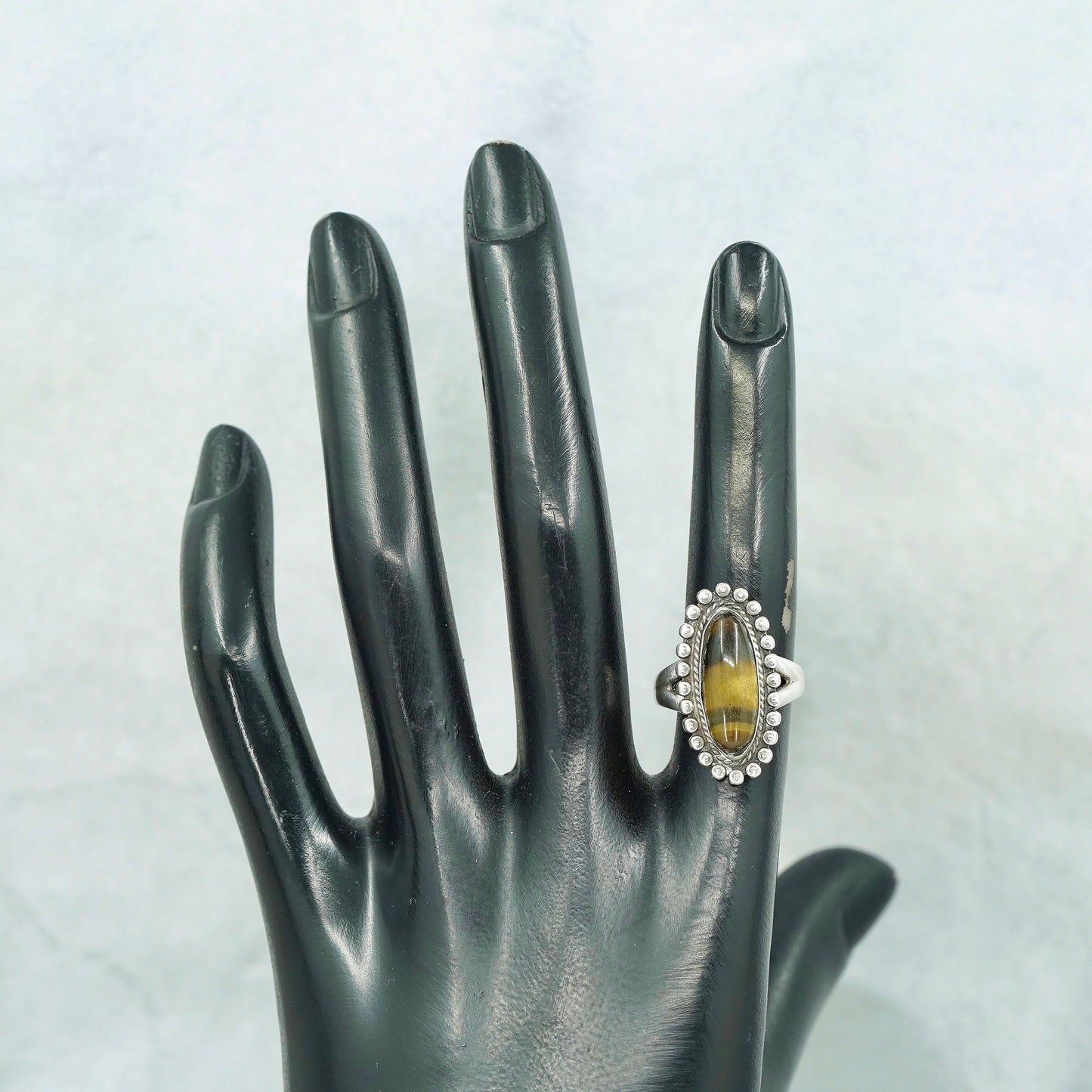 Size 5, Native American Bell Trading Sterling 925 silver ring golden tiger eye