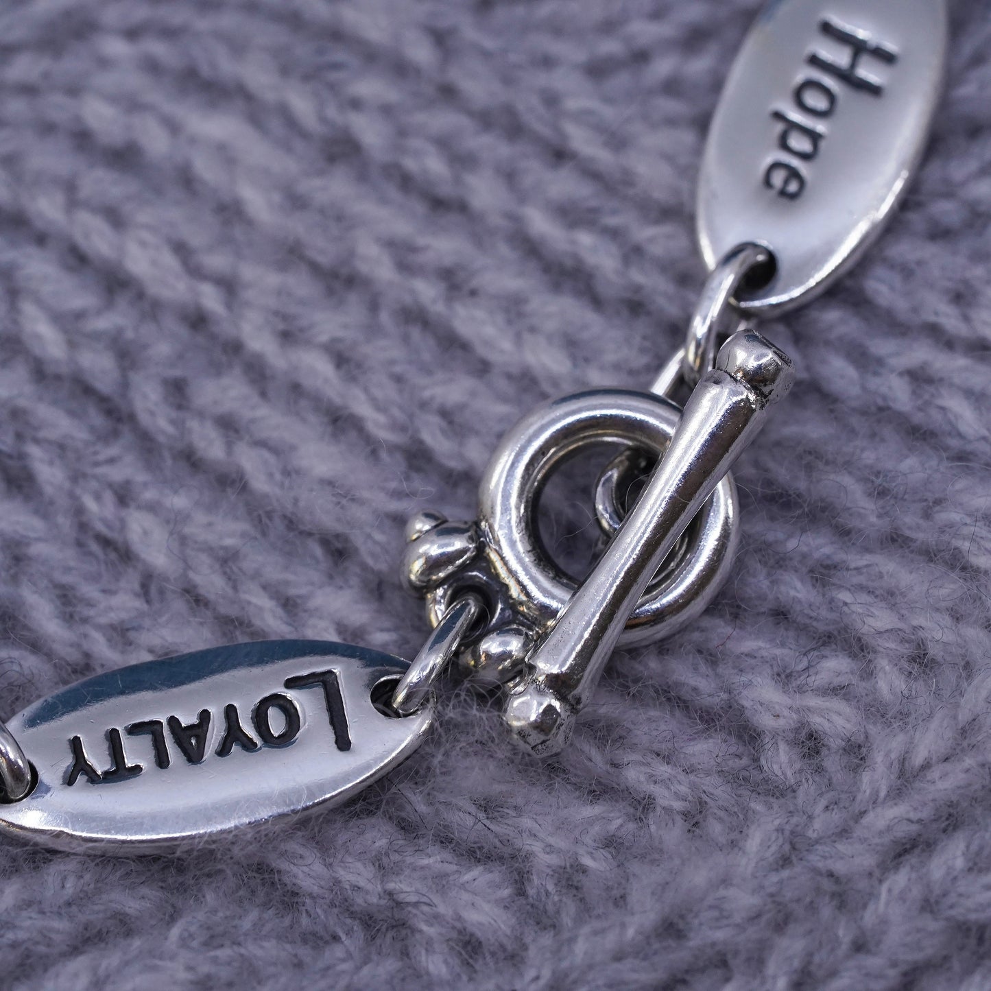 7.5", LHHF Sterling silver bracelet, 925 heart chain embossed “loyalty passion