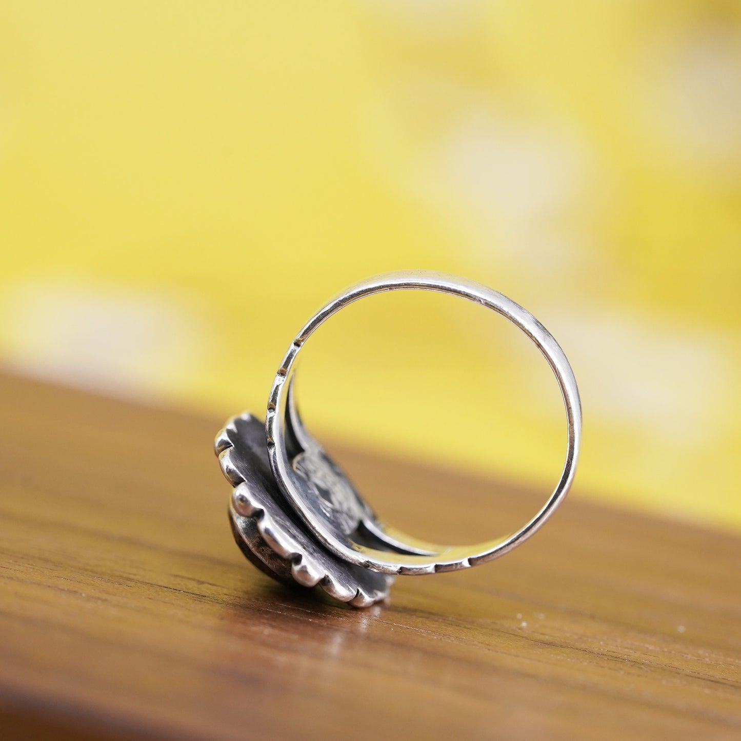 Size 5.5, Native American bell trading Sterling silver ring, 925 band turquoise