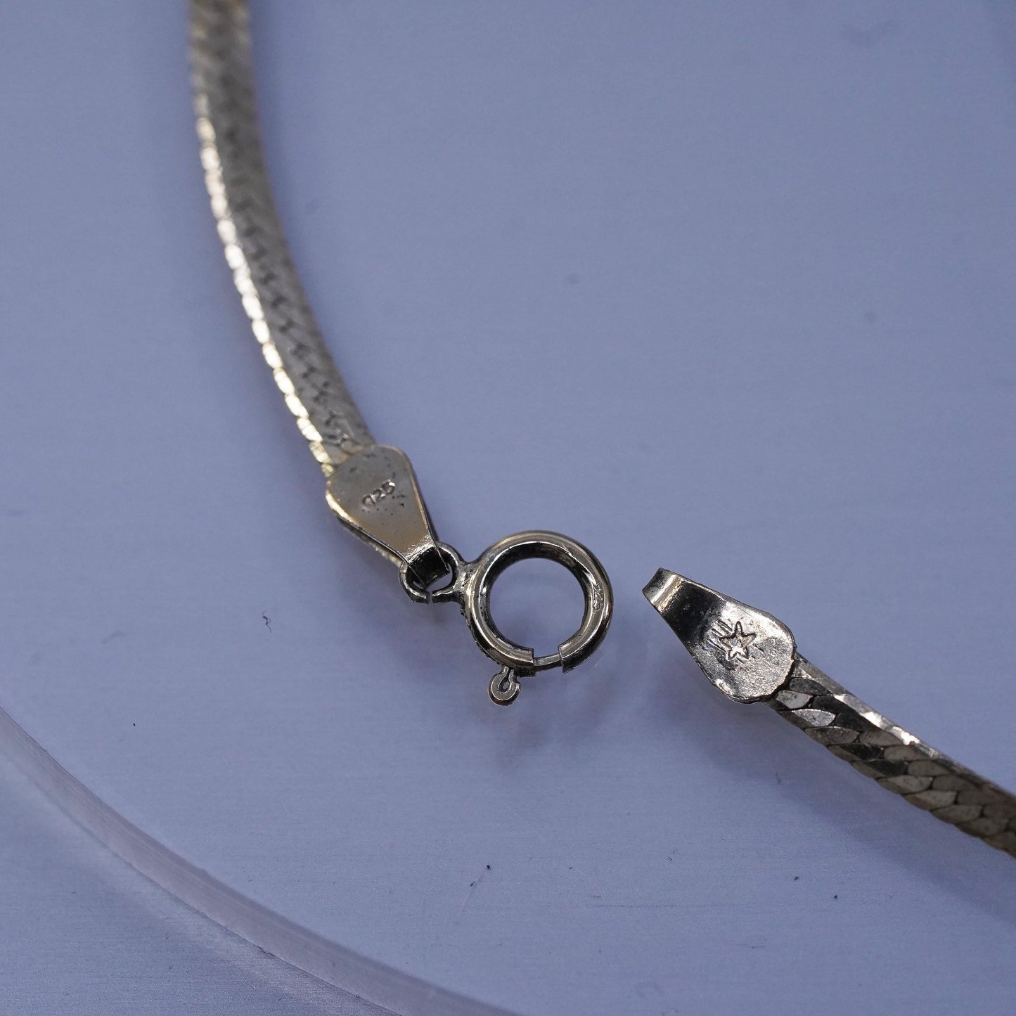 24”, vintage Vermeil gold over Sterling 925 silver herringbone chain necklace