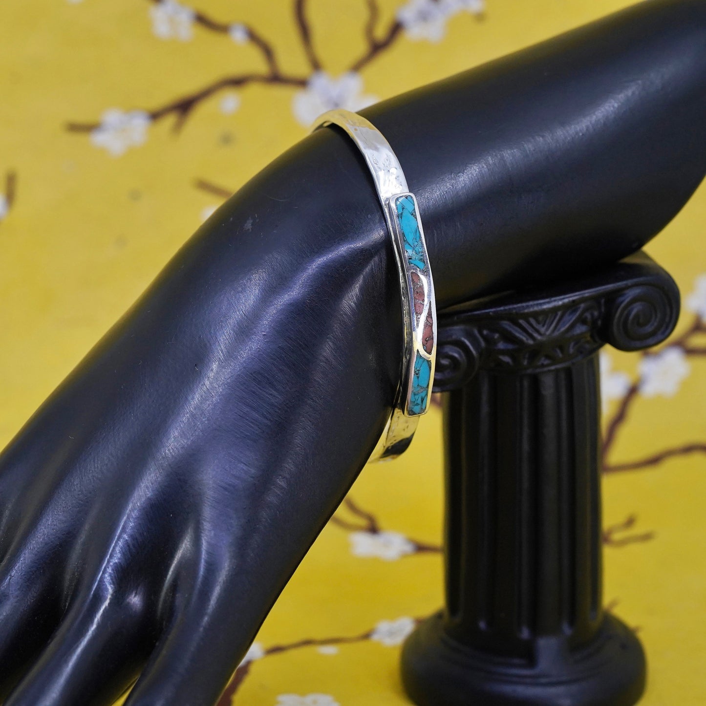 7.75”, Navajo Sterling silver bracelet, Native American, 925 cuff turquoise