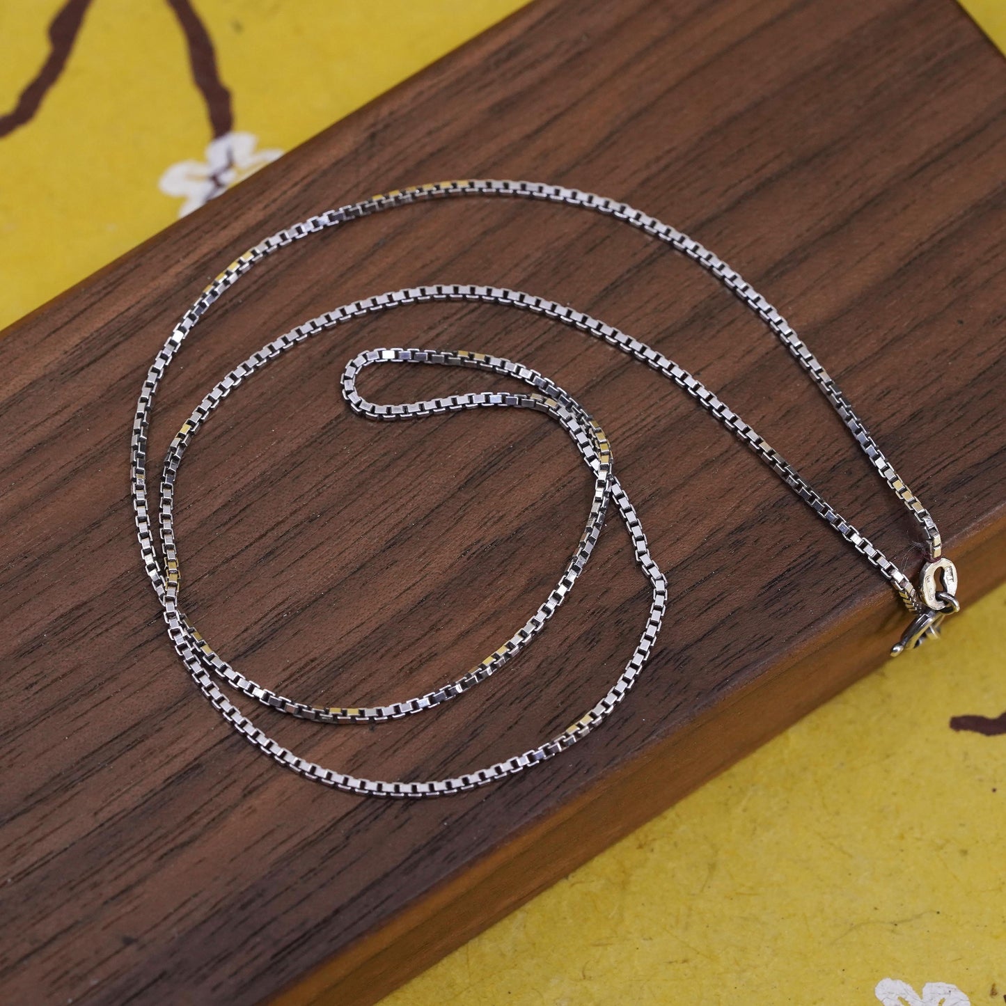 18”, 1.6mm, vintage Sterling silver box chain, Italy 925 necklace