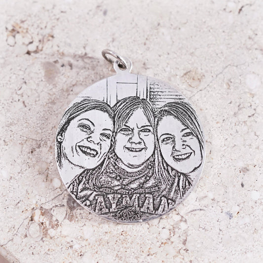 Vintage sterling silver handmade pendant, 925 tag charm with my girls”