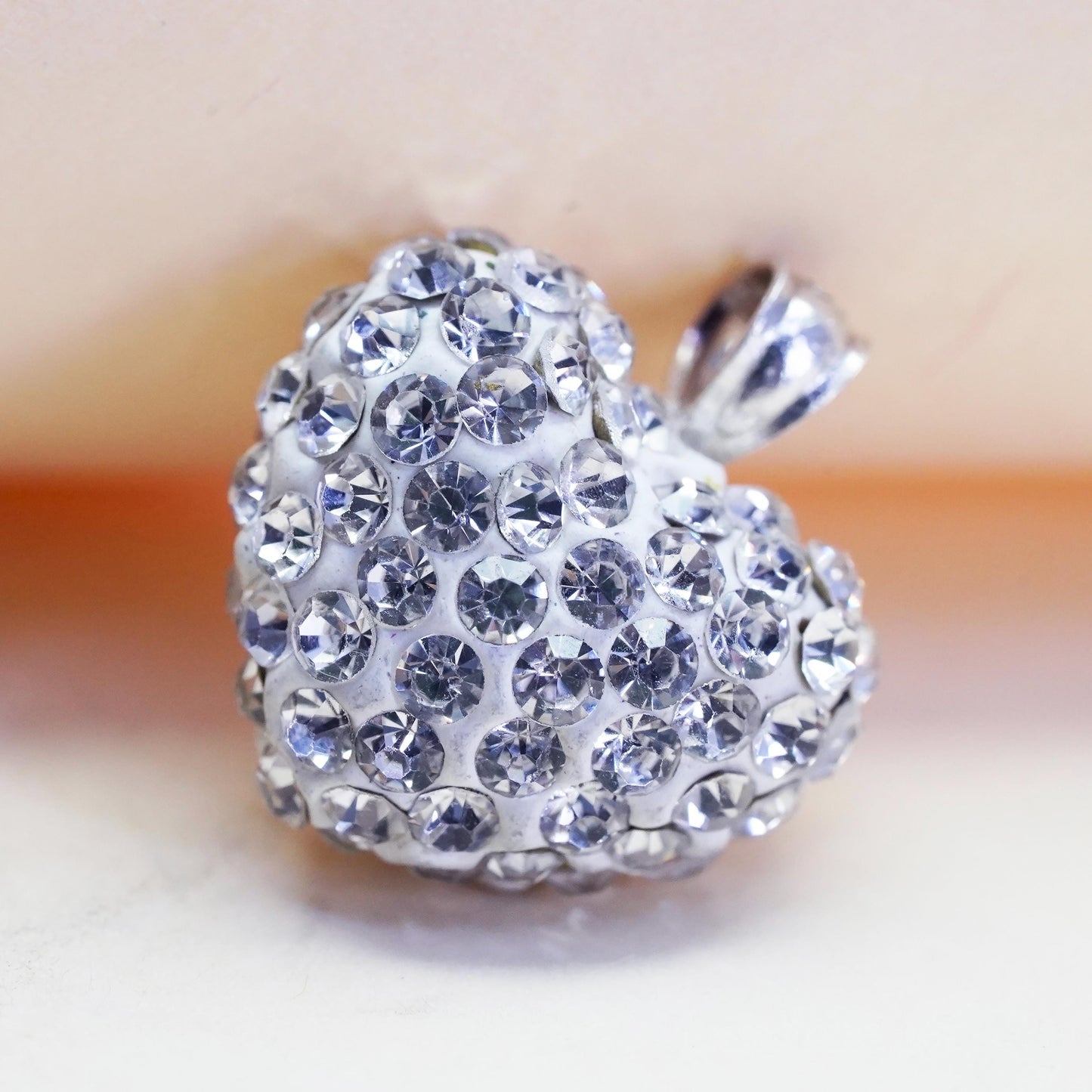 Vintage sterling 925 silver heart pendant with cluster clear Cz around