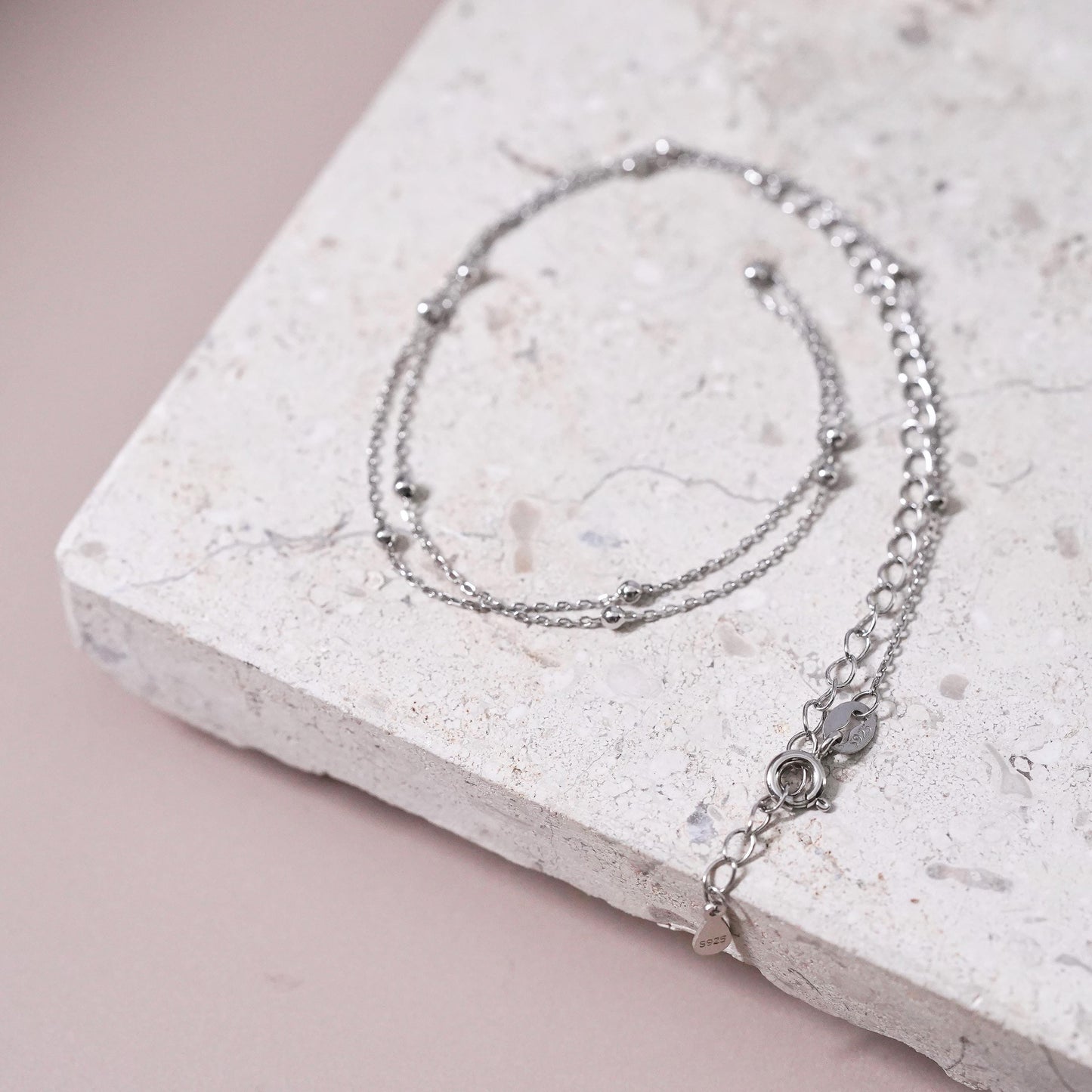 12+4”, 1mm, Vintage Sterling silver necklace, 925 bead chain