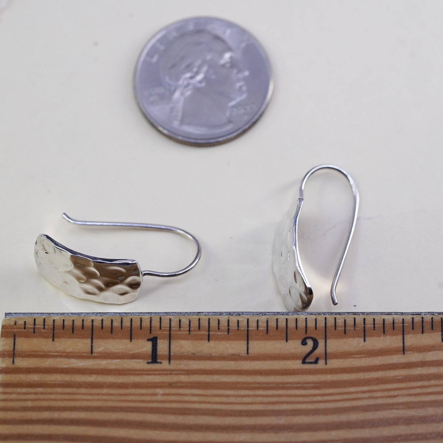 VTG Silpada 925 Sterling Silver Hammered Rectangle French Hook Earrings W0991