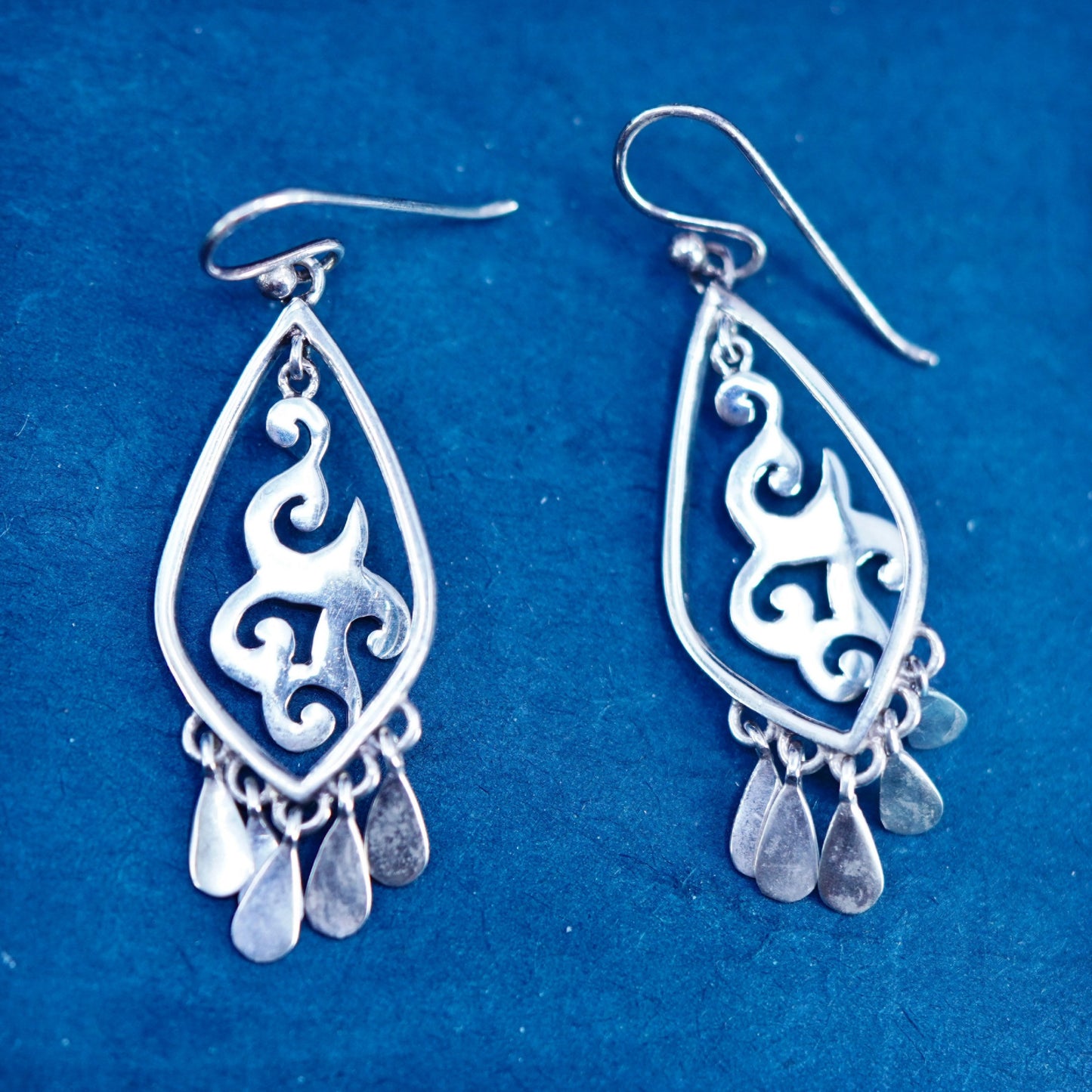 vtg silpada Sterling silver handmade earrings, 925 filigree teardrop dangles